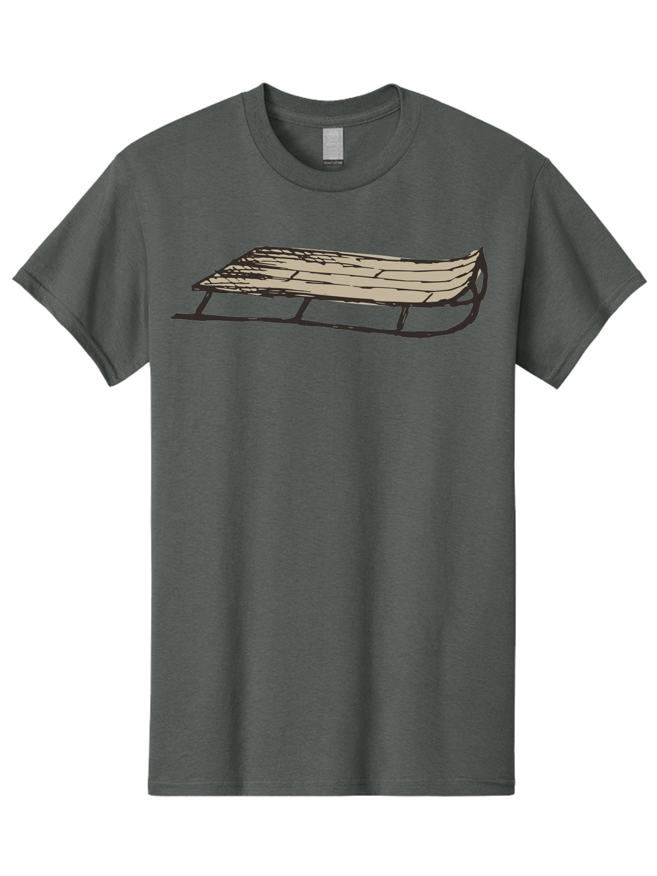 Wooden-Sled Men'S Graphic Tee, 100% Cotton, Comfortable Casual Summer Wear, Machine Washable, Vintage Sled, Wooden Slats, Metal Runners, Winter Fun, Outdoor Play, Cartoon Style, Simple Design, Nostalgic Feel, Retro Illustration, Aab174