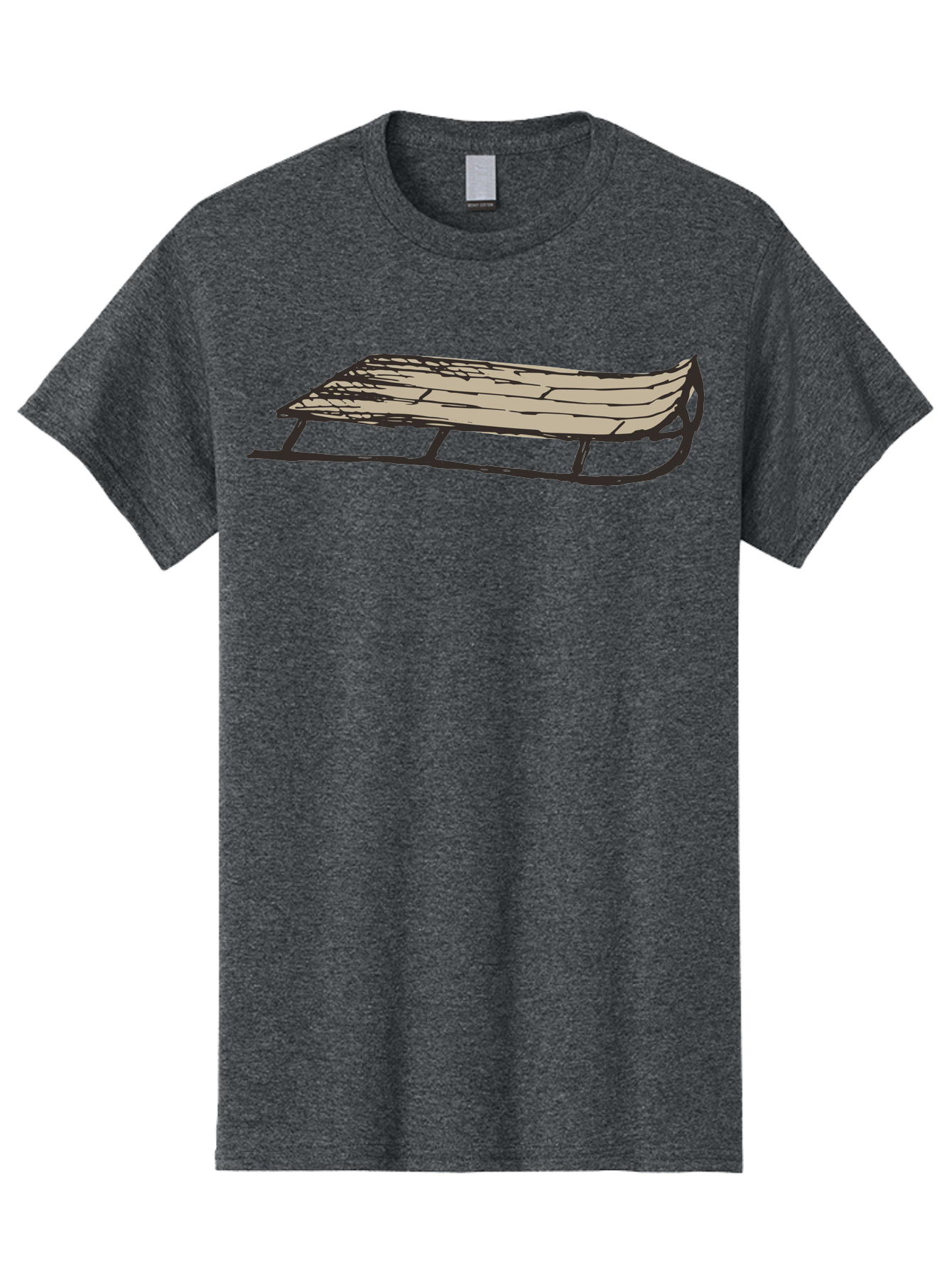 Wooden-Sled Men'S Graphic Tee, 100% Cotton, Comfortable Casual Summer Wear, Machine Washable, Vintage Sled, Wooden Slats, Metal Runners, Winter Fun, Outdoor Play, Cartoon Style, Simple Design, Nostalgic Feel, Retro Illustration, Aab174