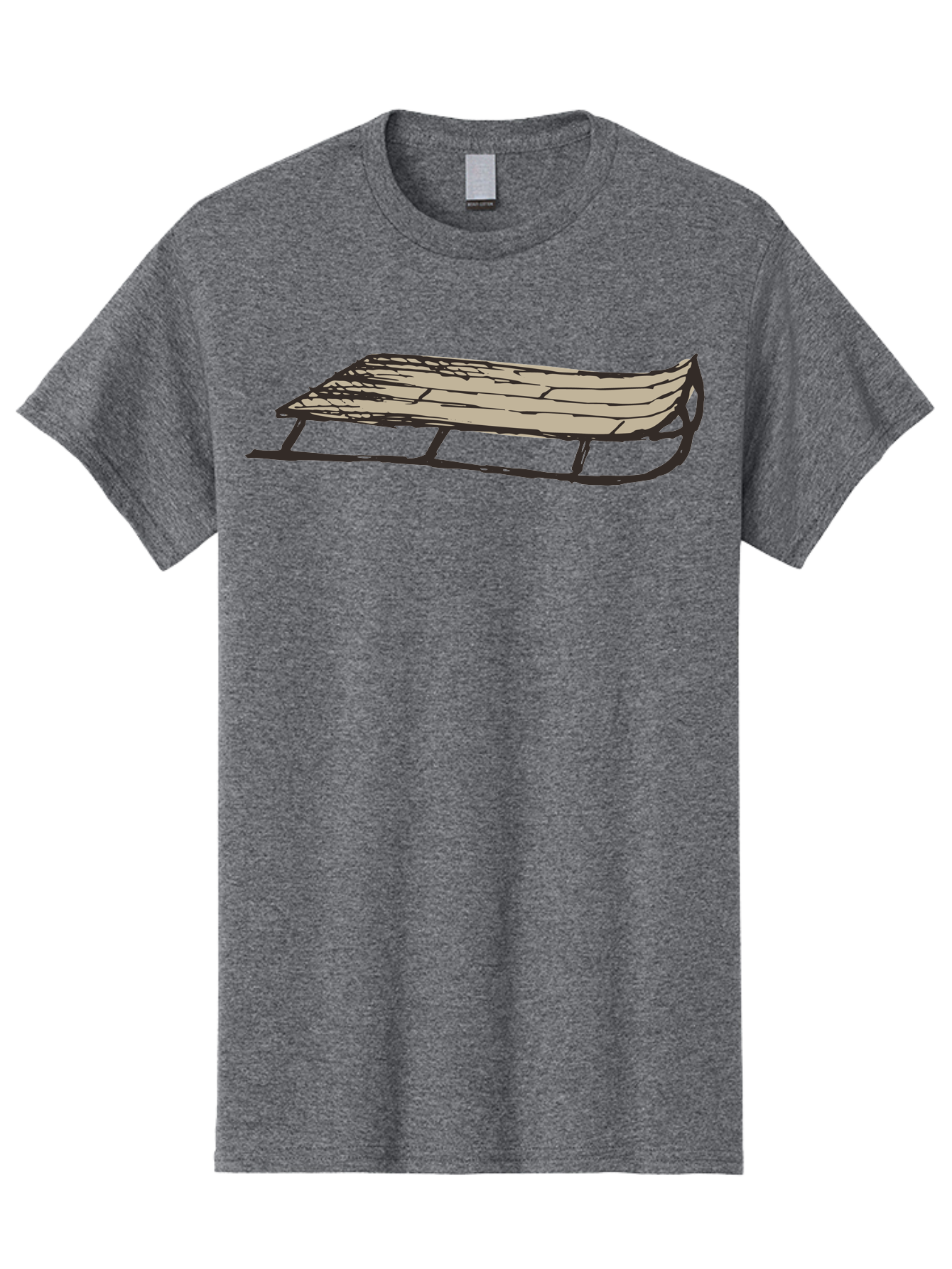 Wooden-Sled Men'S Graphic Tee, 100% Cotton, Comfortable Casual Summer Wear, Machine Washable, Vintage Sled, Wooden Slats, Metal Runners, Winter Fun, Outdoor Play, Cartoon Style, Simple Design, Nostalgic Feel, Retro Illustration, Aab174