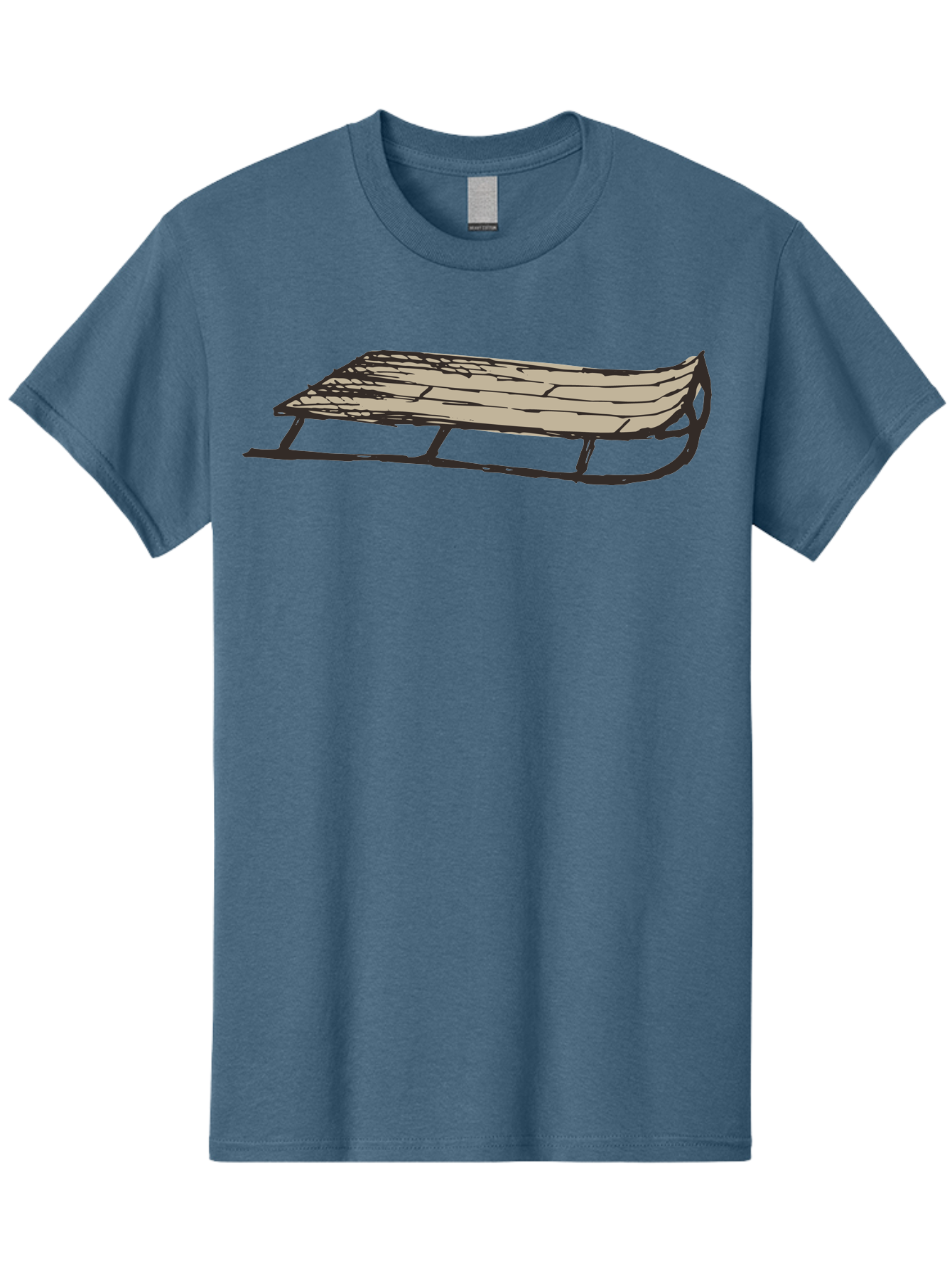 Wooden-Sled Men'S Graphic Tee, 100% Cotton, Comfortable Casual Summer Wear, Machine Washable, Vintage Sled, Wooden Slats, Metal Runners, Winter Fun, Outdoor Play, Cartoon Style, Simple Design, Nostalgic Feel, Retro Illustration, Aab174