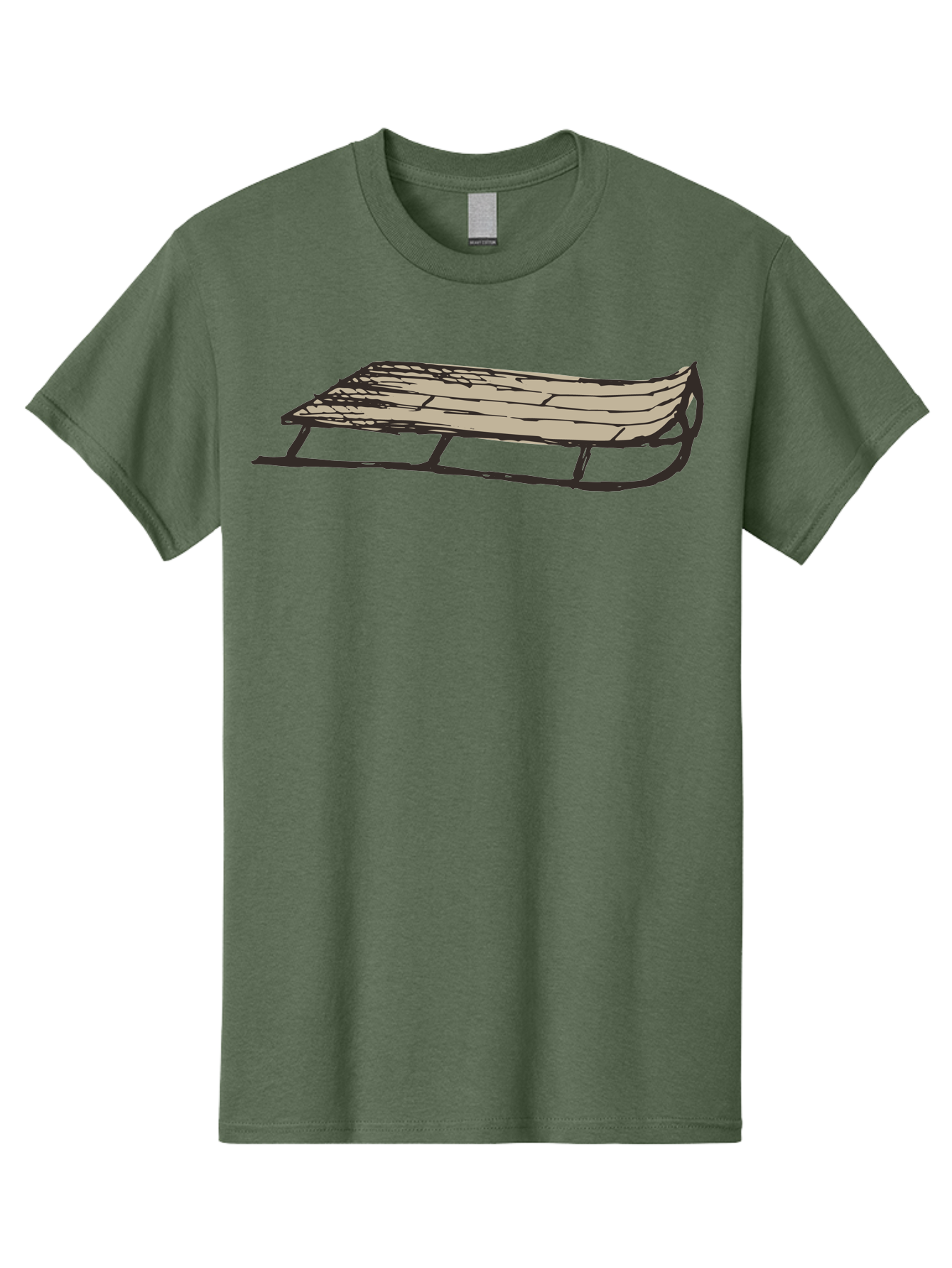 Wooden-Sled Men'S Graphic Tee, 100% Cotton, Comfortable Casual Summer Wear, Machine Washable, Vintage Sled, Wooden Slats, Metal Runners, Winter Fun, Outdoor Play, Cartoon Style, Simple Design, Nostalgic Feel, Retro Illustration, Aab174