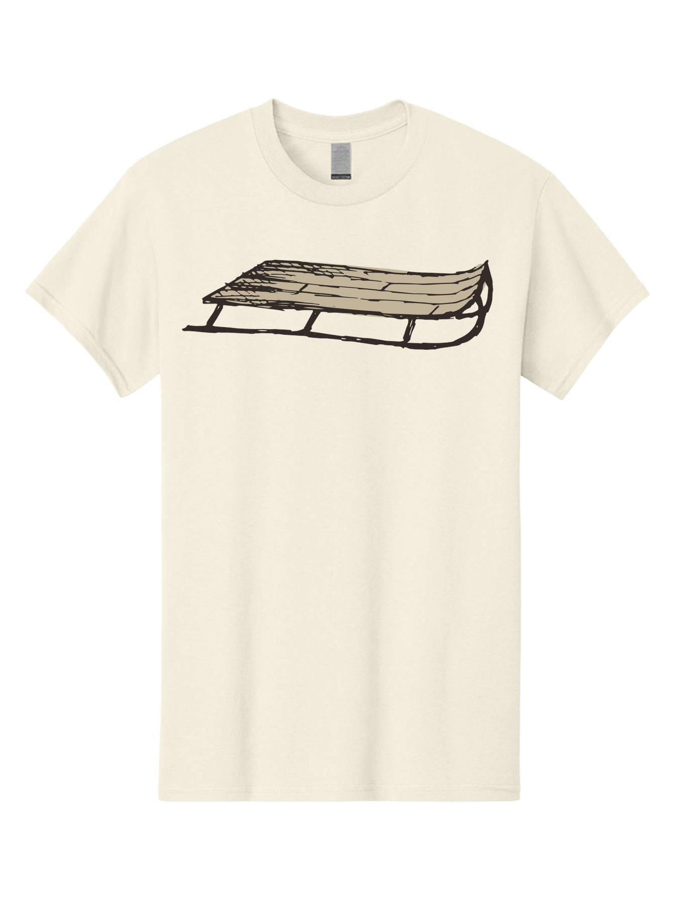 Wooden-Sled Men'S Graphic Tee, 100% Cotton, Comfortable Casual Summer Wear, Machine Washable, Vintage Sled, Wooden Slats, Metal Runners, Winter Fun, Outdoor Play, Cartoon Style, Simple Design, Nostalgic Feel, Retro Illustration, Aab174