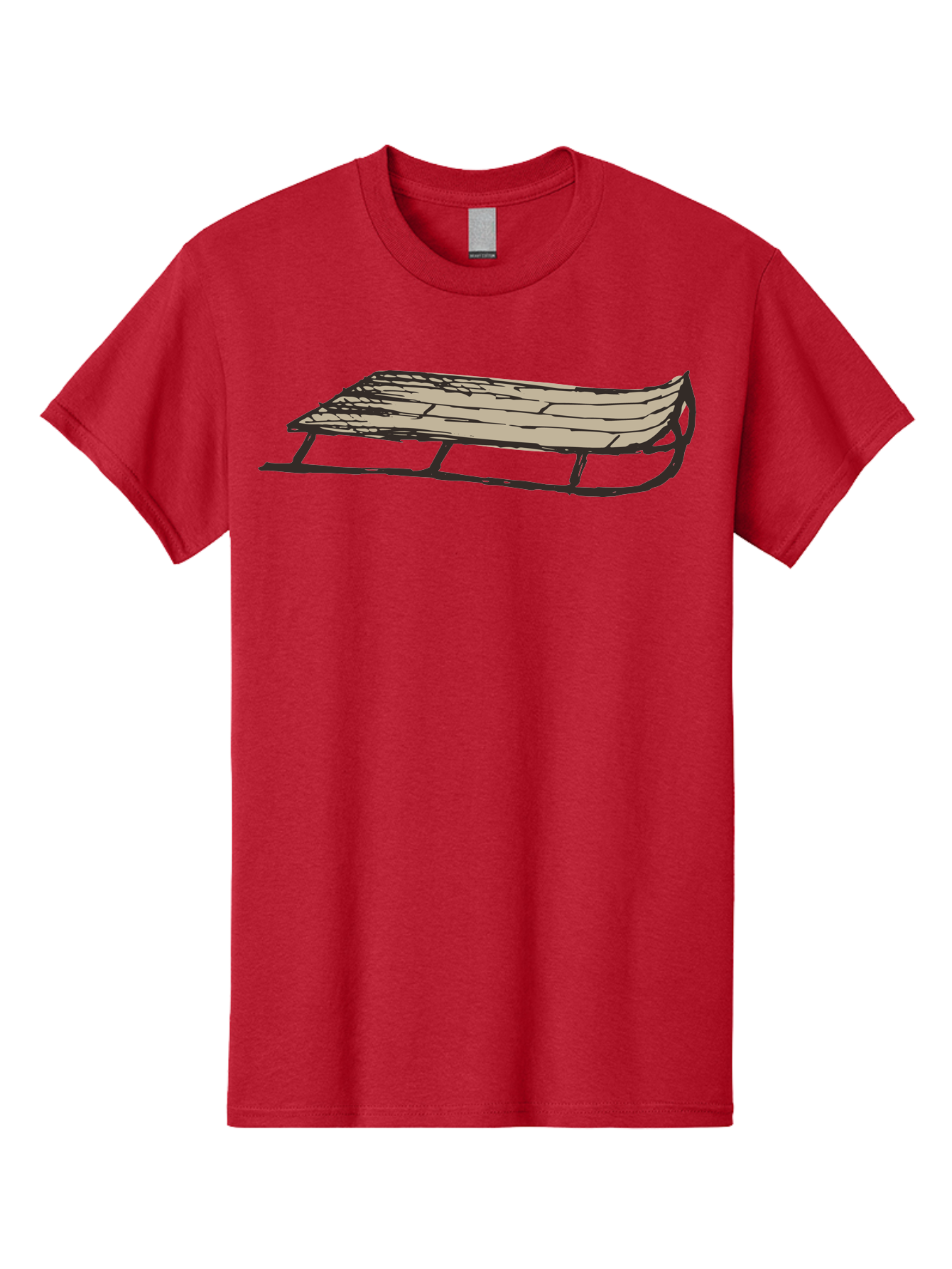 Wooden-Sled Men'S Graphic Tee, 100% Cotton, Comfortable Casual Summer Wear, Machine Washable, Vintage Sled, Wooden Slats, Metal Runners, Winter Fun, Outdoor Play, Cartoon Style, Simple Design, Nostalgic Feel, Retro Illustration, Aab174