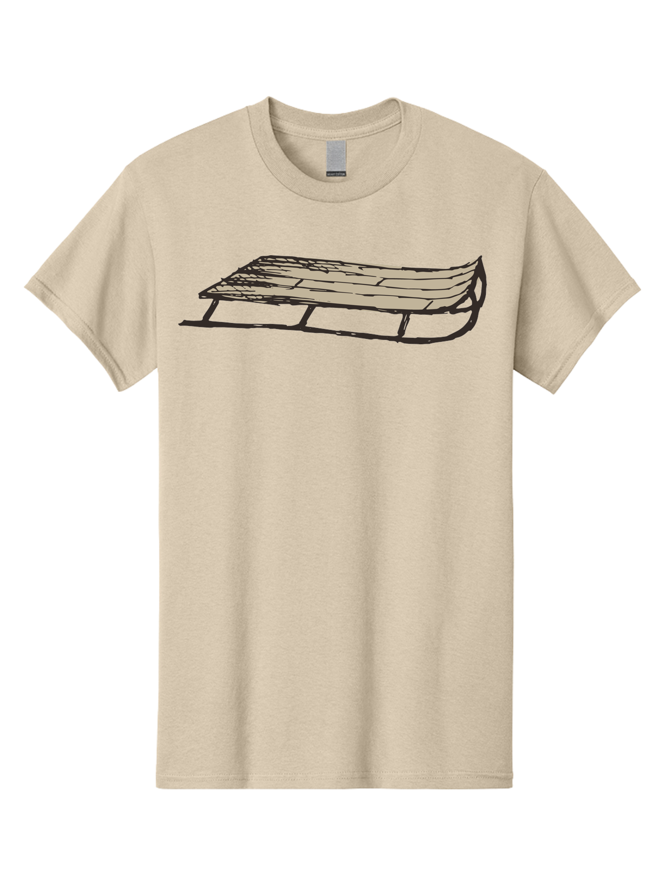 Wooden-Sled Men'S Graphic Tee, 100% Cotton, Comfortable Casual Summer Wear, Machine Washable, Vintage Sled, Wooden Slats, Metal Runners, Winter Fun, Outdoor Play, Cartoon Style, Simple Design, Nostalgic Feel, Retro Illustration, Aab174
