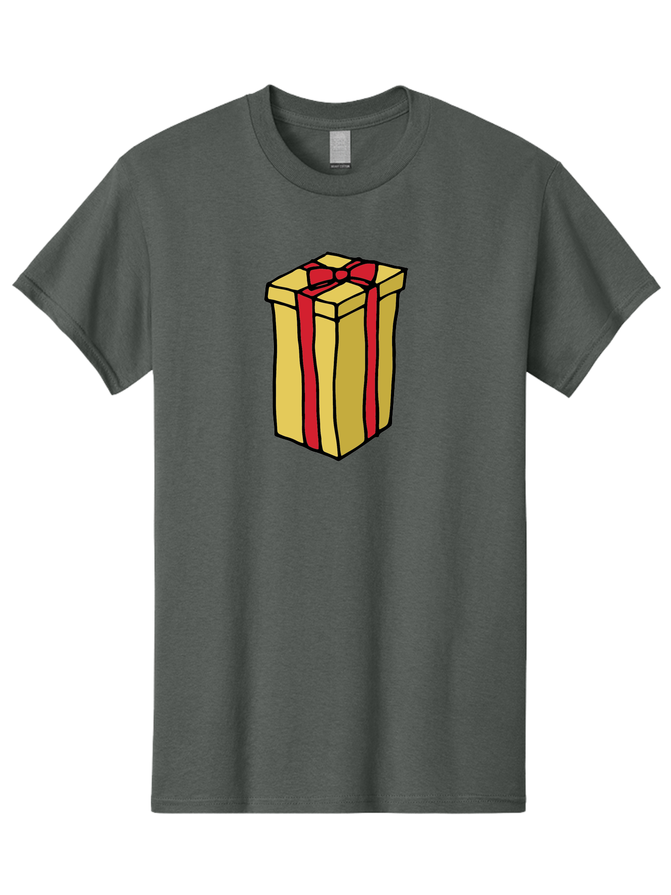 Wrapped-Gift-Box Men'S Graphic Tee, 100% Cotton, Comfortable Casual Summer Wear, Machine Washable, Gift Box, Wrapped Present, Red Ribbon, Gold Wrapping, Present, Gift, Holiday Gift, Birthday Present, Celebration Gift Aab175