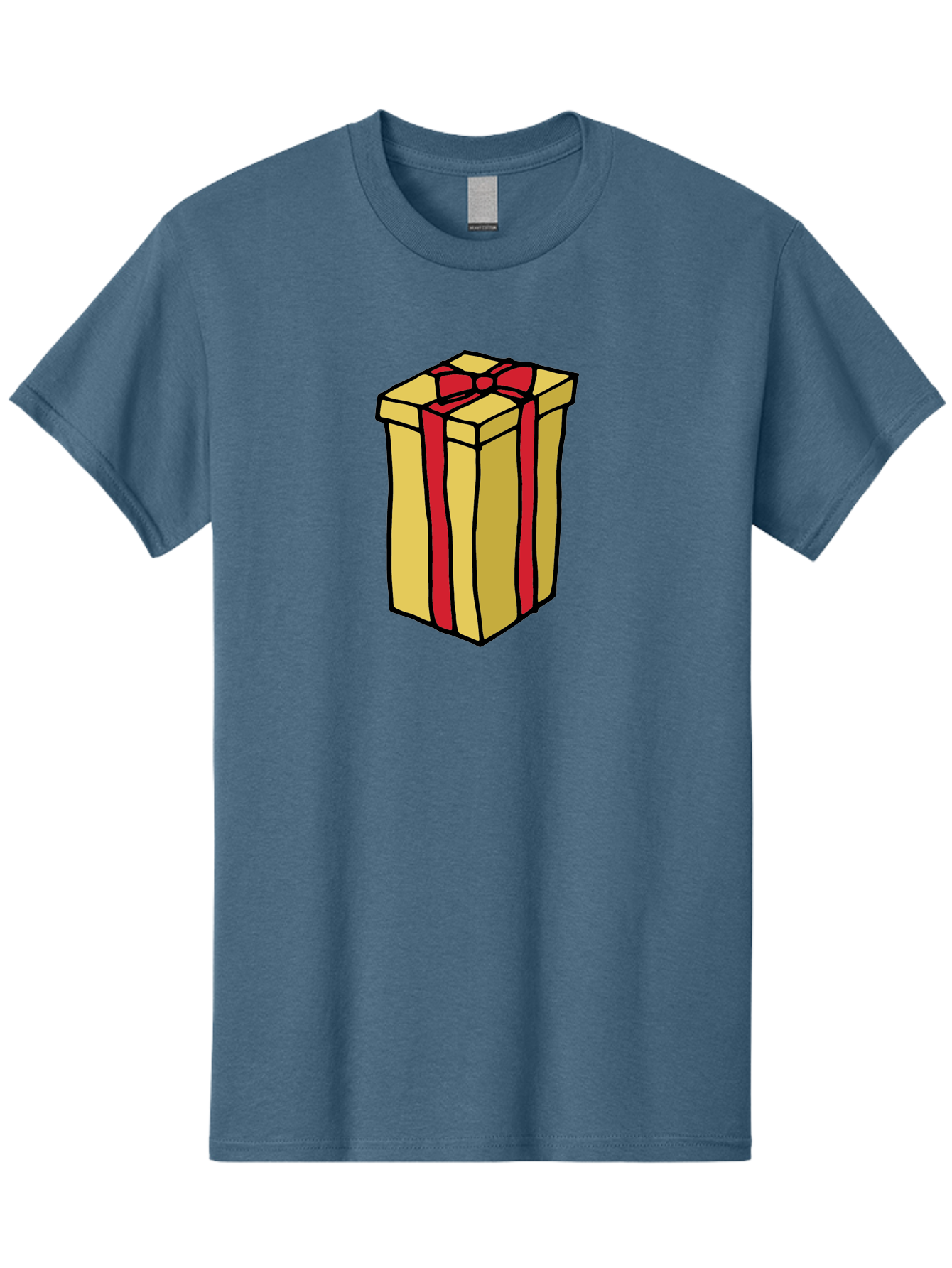 Wrapped-Gift-Box Men'S Graphic Tee, 100% Cotton, Comfortable Casual Summer Wear, Machine Washable, Gift Box, Wrapped Present, Red Ribbon, Gold Wrapping, Present, Gift, Holiday Gift, Birthday Present, Celebration Gift Aab175