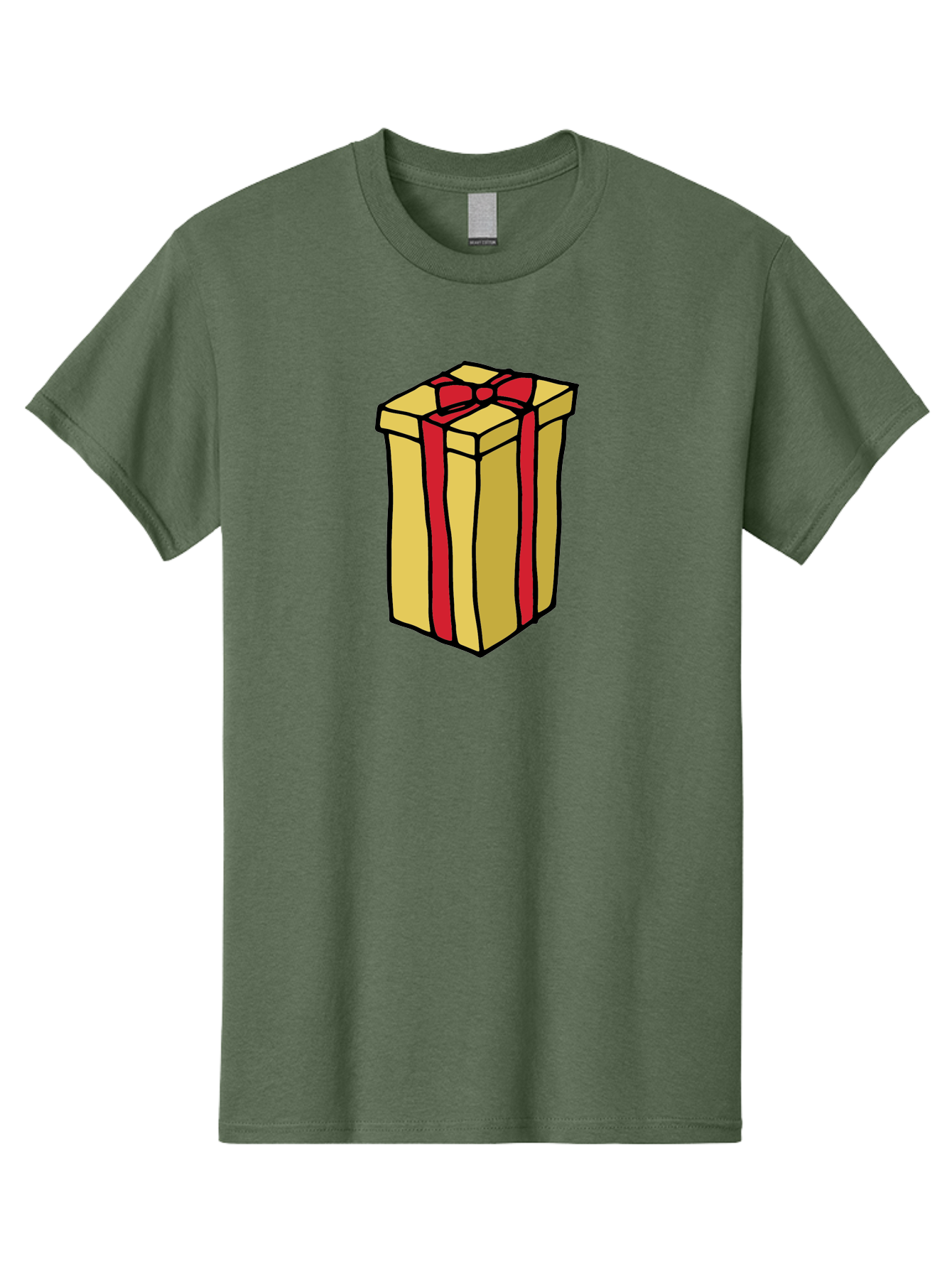 Wrapped-Gift-Box Men'S Graphic Tee, 100% Cotton, Comfortable Casual Summer Wear, Machine Washable, Gift Box, Wrapped Present, Red Ribbon, Gold Wrapping, Present, Gift, Holiday Gift, Birthday Present, Celebration Gift Aab175
