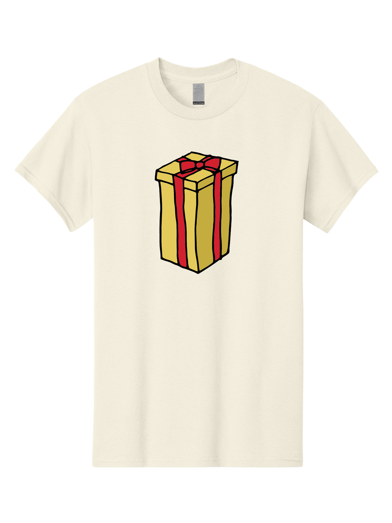Wrapped-Gift-Box Men'S Graphic Tee, 100% Cotton, Comfortable Casual Summer Wear, Machine Washable, Gift Box, Wrapped Present, Red Ribbon, Gold Wrapping, Present, Gift, Holiday Gift, Birthday Present, Celebration Gift Aab175