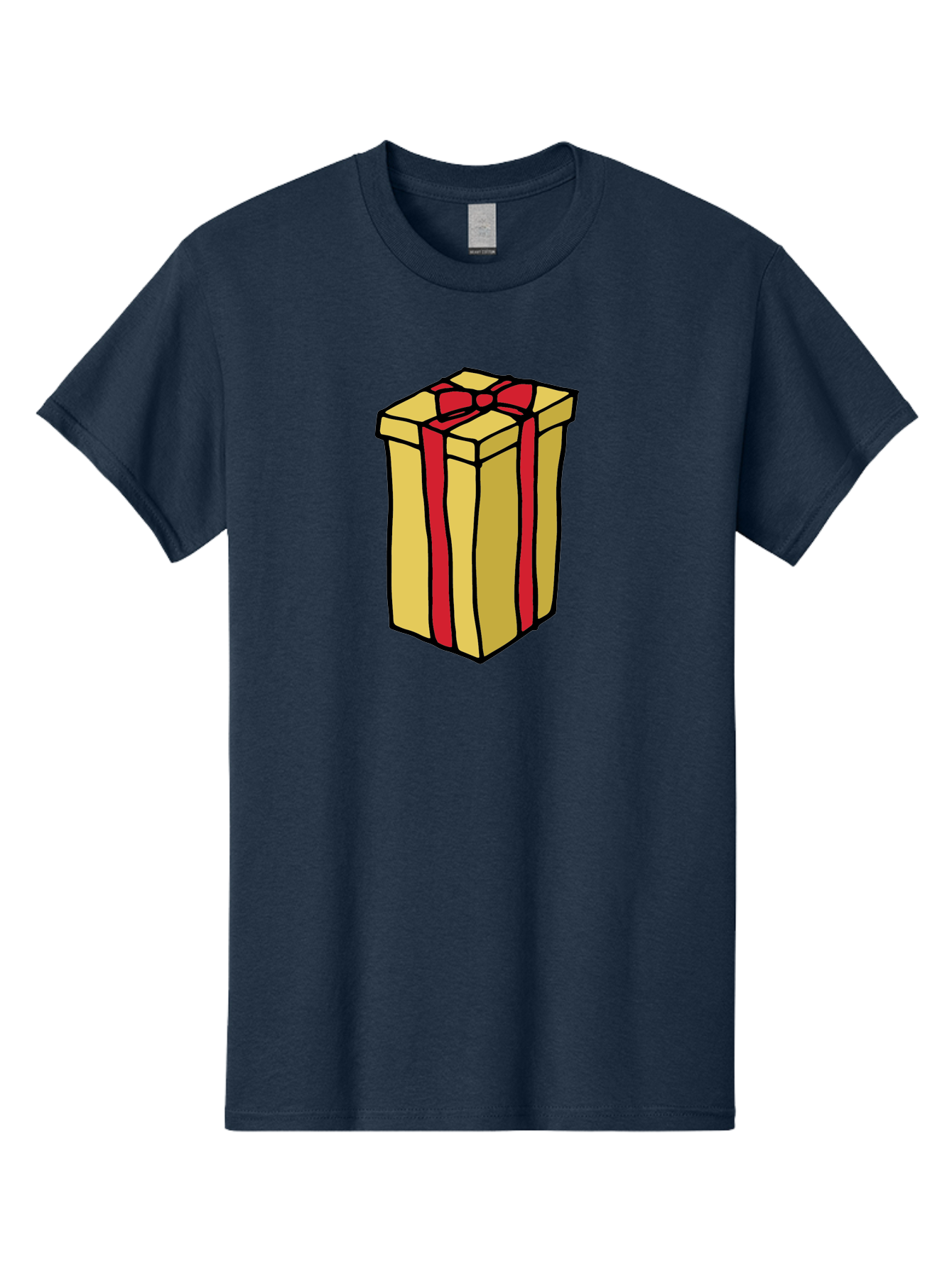 Wrapped-Gift-Box Men'S Graphic Tee, 100% Cotton, Comfortable Casual Summer Wear, Machine Washable, Gift Box, Wrapped Present, Red Ribbon, Gold Wrapping, Present, Gift, Holiday Gift, Birthday Present, Celebration Gift Aab175