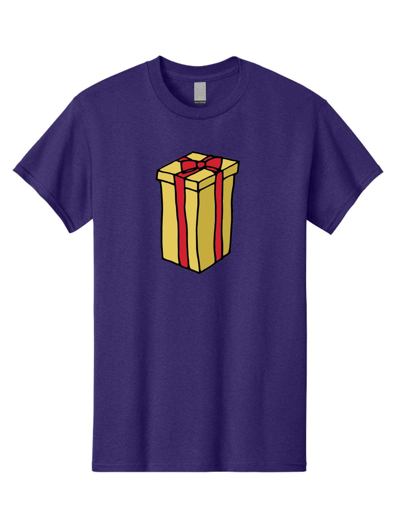 Wrapped-Gift-Box Men'S Graphic Tee, 100% Cotton, Comfortable Casual Summer Wear, Machine Washable, Gift Box, Wrapped Present, Red Ribbon, Gold Wrapping, Present, Gift, Holiday Gift, Birthday Present, Celebration Gift Aab175