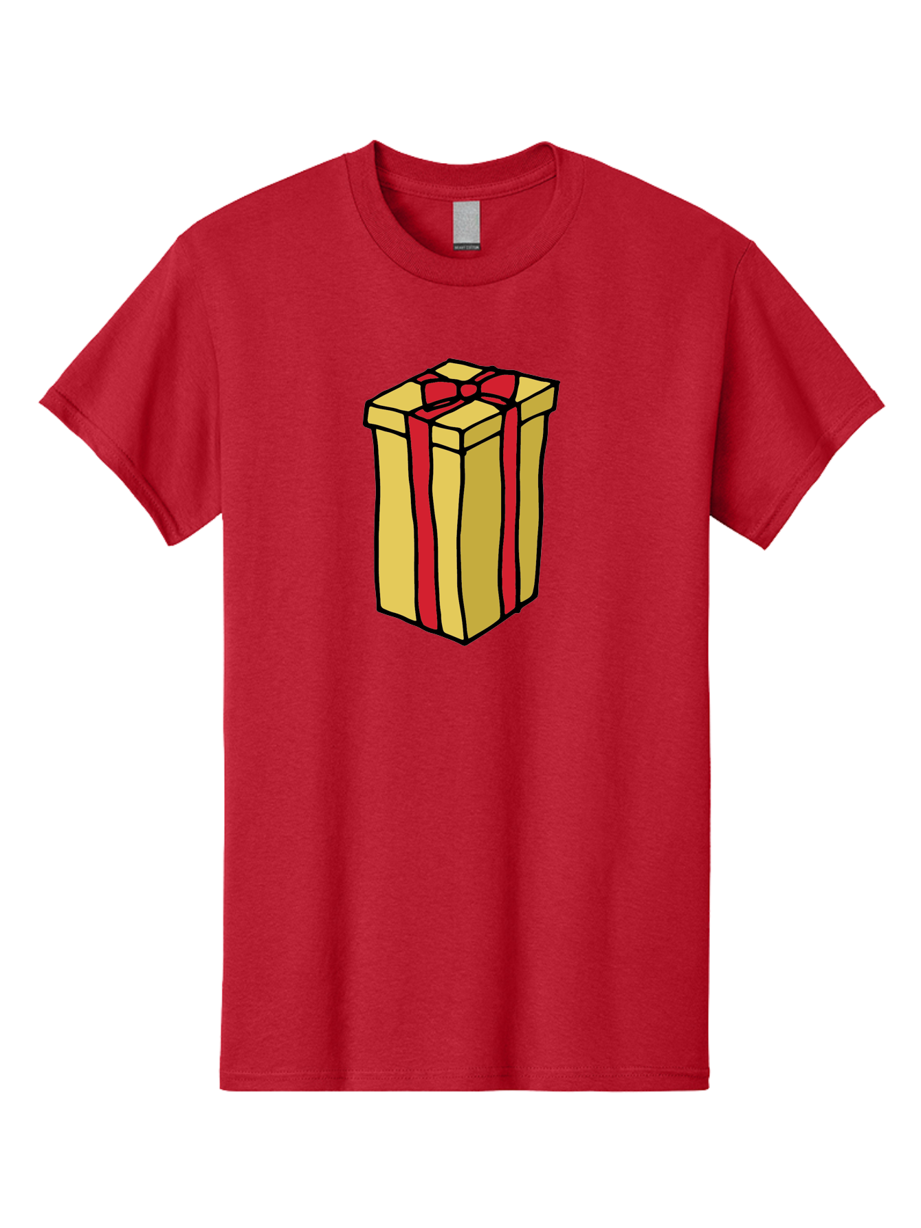 Wrapped-Gift-Box Men'S Graphic Tee, 100% Cotton, Comfortable Casual Summer Wear, Machine Washable, Gift Box, Wrapped Present, Red Ribbon, Gold Wrapping, Present, Gift, Holiday Gift, Birthday Present, Celebration Gift Aab175