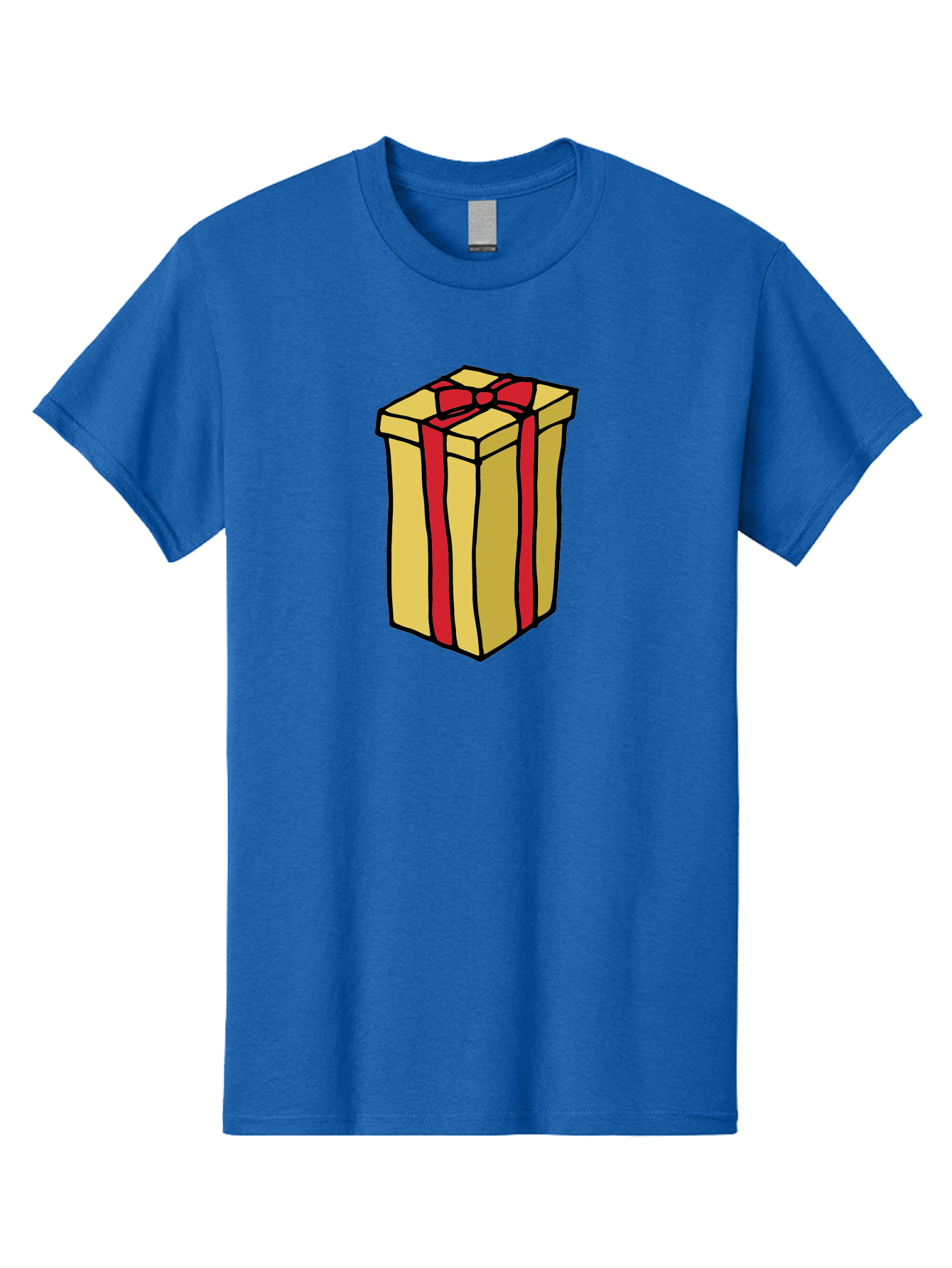 Wrapped-Gift-Box Men'S Graphic Tee, 100% Cotton, Comfortable Casual Summer Wear, Machine Washable, Gift Box, Wrapped Present, Red Ribbon, Gold Wrapping, Present, Gift, Holiday Gift, Birthday Present, Celebration Gift Aab175