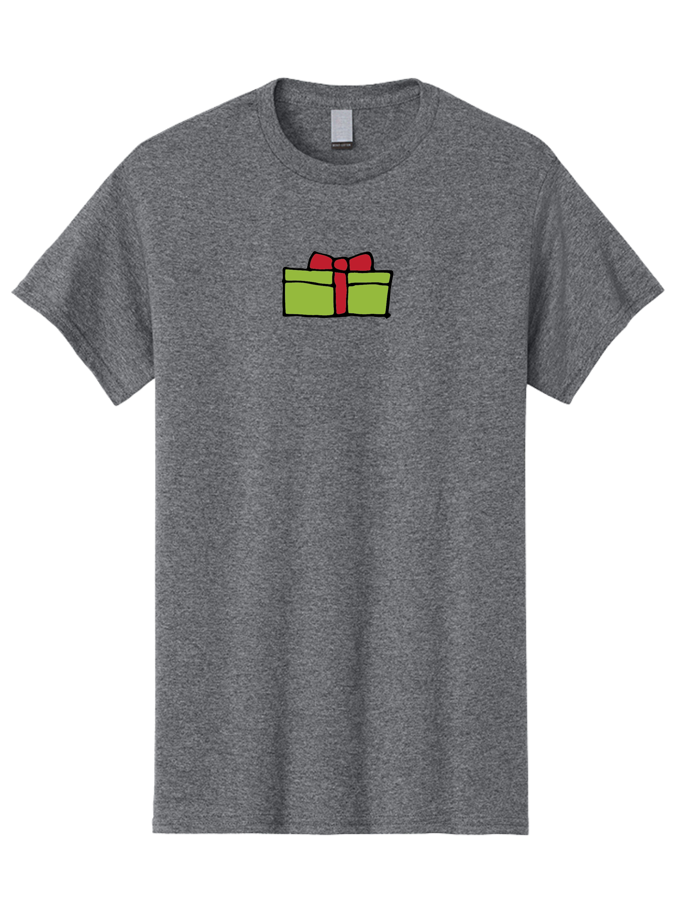 Wrapped-Gift Men'S Graphic Tee, 100% Cotton, Comfortable Casual Summer Wear, Machine Washable, Wrapped Gift, Red Bow, Festive Present, Holiday Season, Gift Giving, Celebration, Cartoon Illustration, Simple Design, Minimalist Art Aab176
