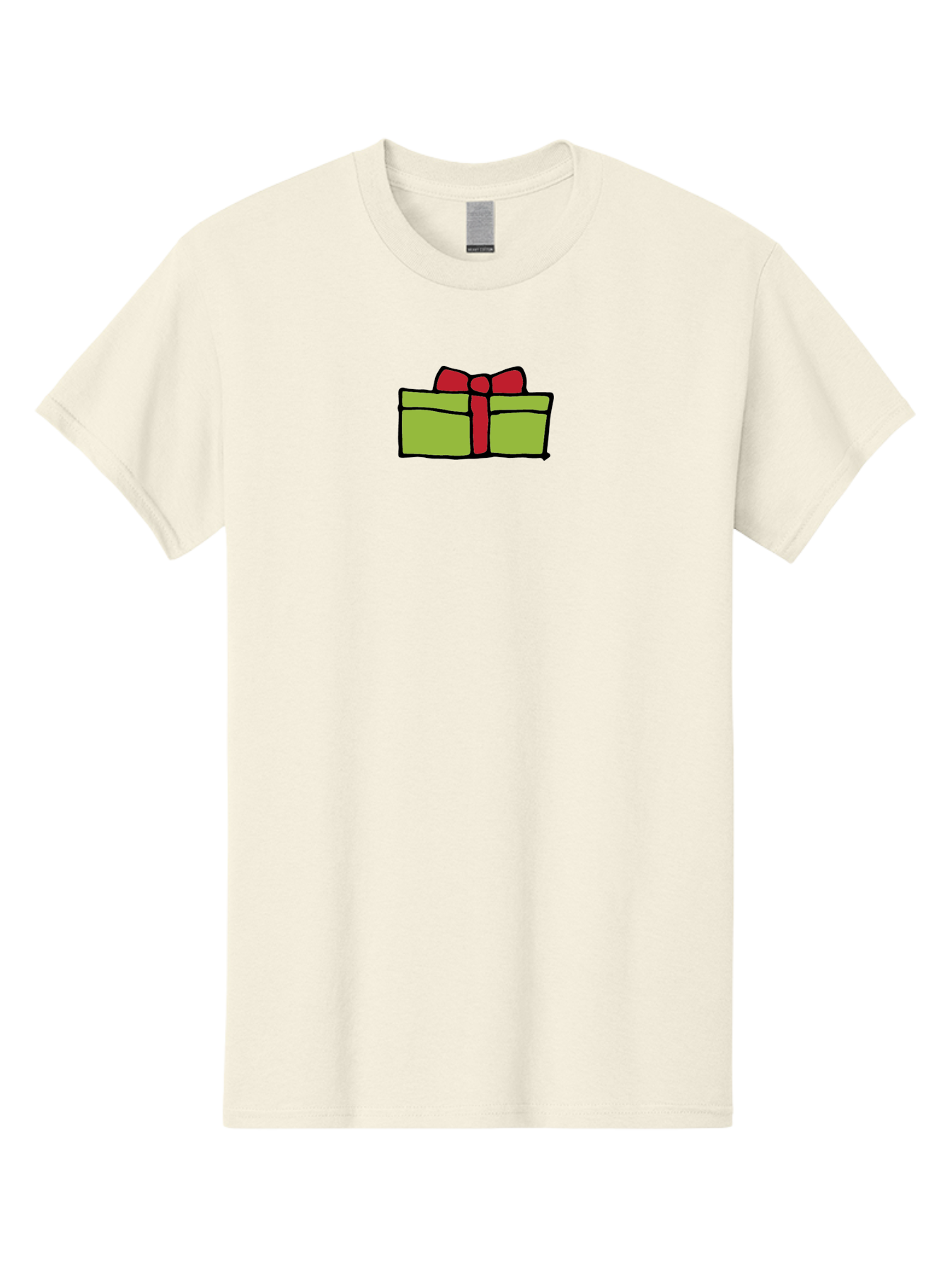 Wrapped-Gift Men'S Graphic Tee, 100% Cotton, Comfortable Casual Summer Wear, Machine Washable, Wrapped Gift, Red Bow, Festive Present, Holiday Season, Gift Giving, Celebration, Cartoon Illustration, Simple Design, Minimalist Art Aab176