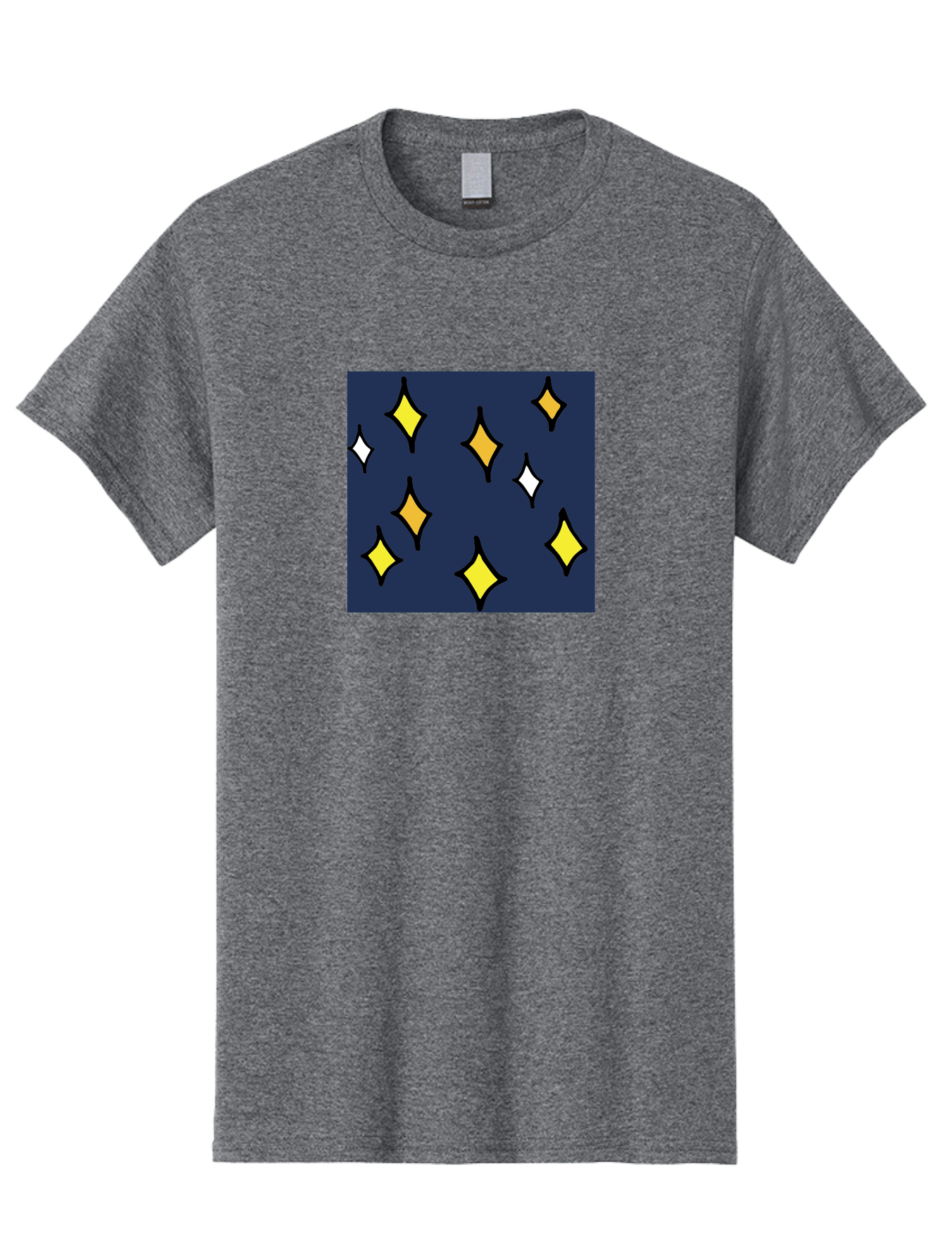 Yellow-Diamonds Men'S Graphic Tee, 100% Cotton, Comfortable Casual Summer Wear, Machine Washable, Diamond Shapes, Yellow And White Diamonds, Dark Blue Background, Abstract Design, Modern Art, Minimalist Style, Geometric Pattern, Aab180