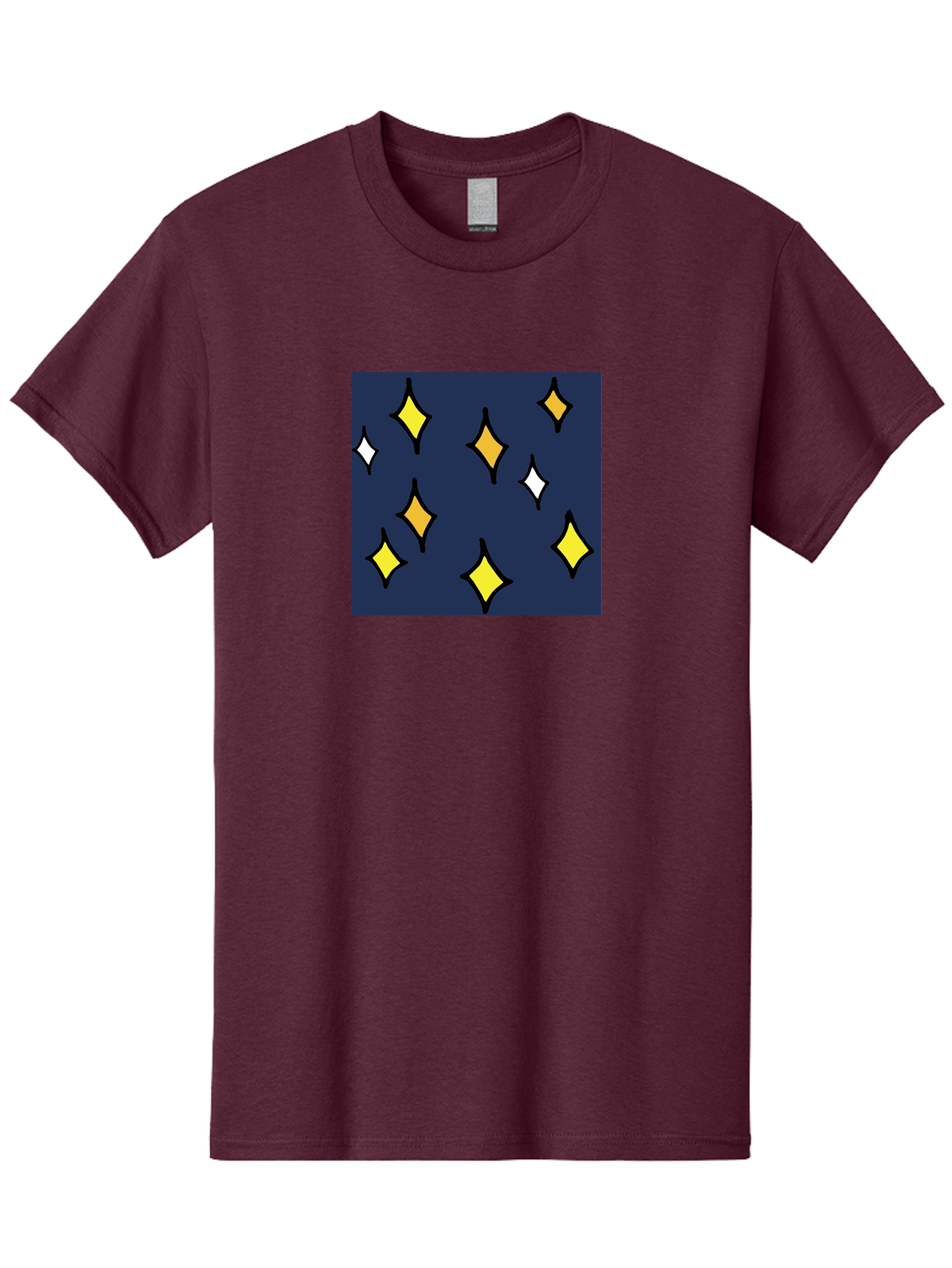Yellow-Diamonds Men'S Graphic Tee, 100% Cotton, Comfortable Casual Summer Wear, Machine Washable, Diamond Shapes, Yellow And White Diamonds, Dark Blue Background, Abstract Design, Modern Art, Minimalist Style, Geometric Pattern, Aab180