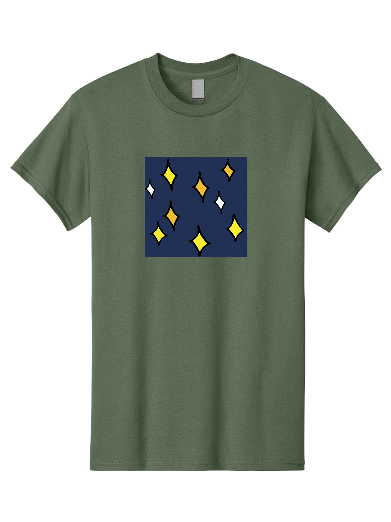 Yellow-Diamonds Men'S Graphic Tee, 100% Cotton, Comfortable Casual Summer Wear, Machine Washable, Diamond Shapes, Yellow And White Diamonds, Dark Blue Background, Abstract Design, Modern Art, Minimalist Style, Geometric Pattern, Aab180