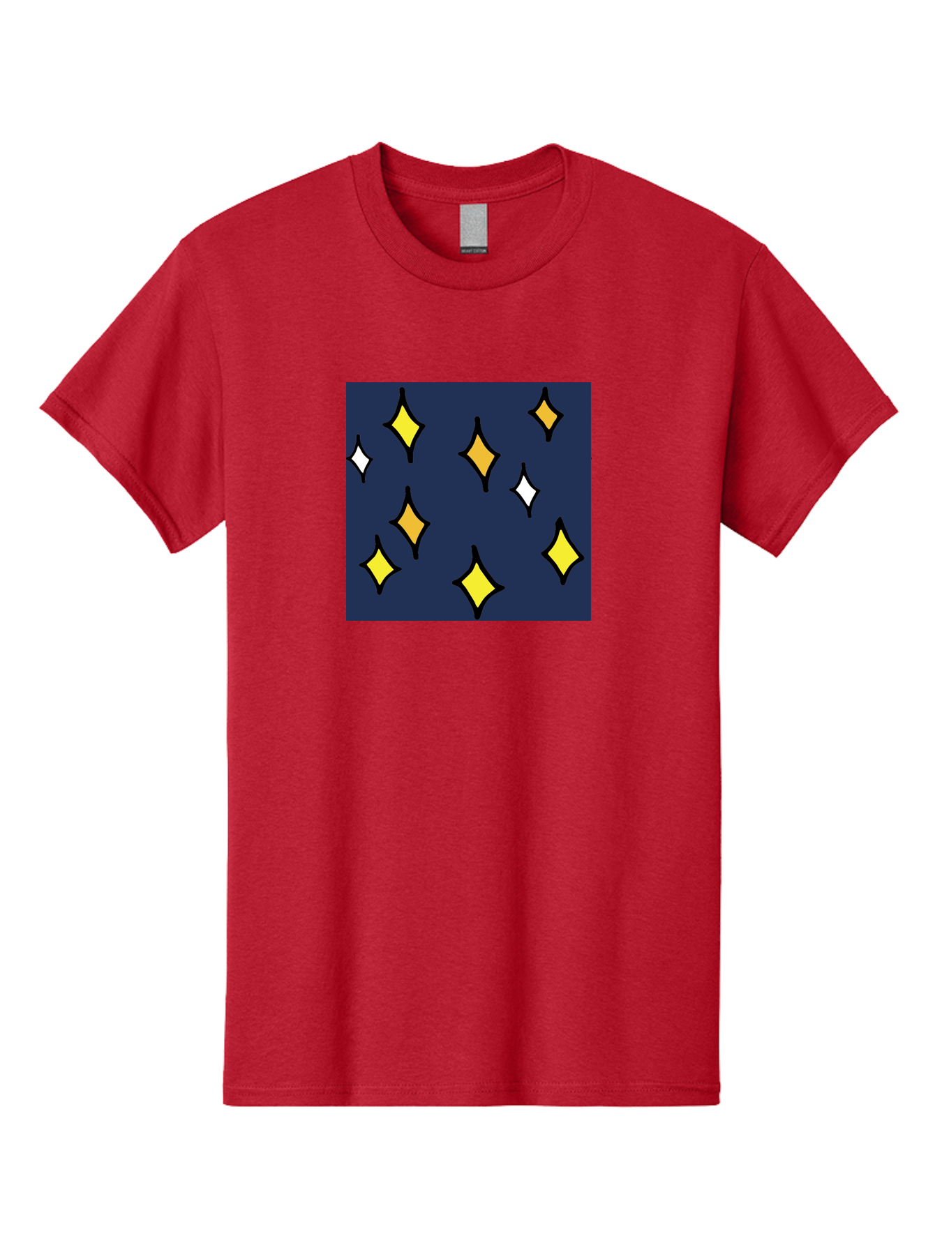 Yellow-Diamonds Men'S Graphic Tee, 100% Cotton, Comfortable Casual Summer Wear, Machine Washable, Diamond Shapes, Yellow And White Diamonds, Dark Blue Background, Abstract Design, Modern Art, Minimalist Style, Geometric Pattern, Aab180