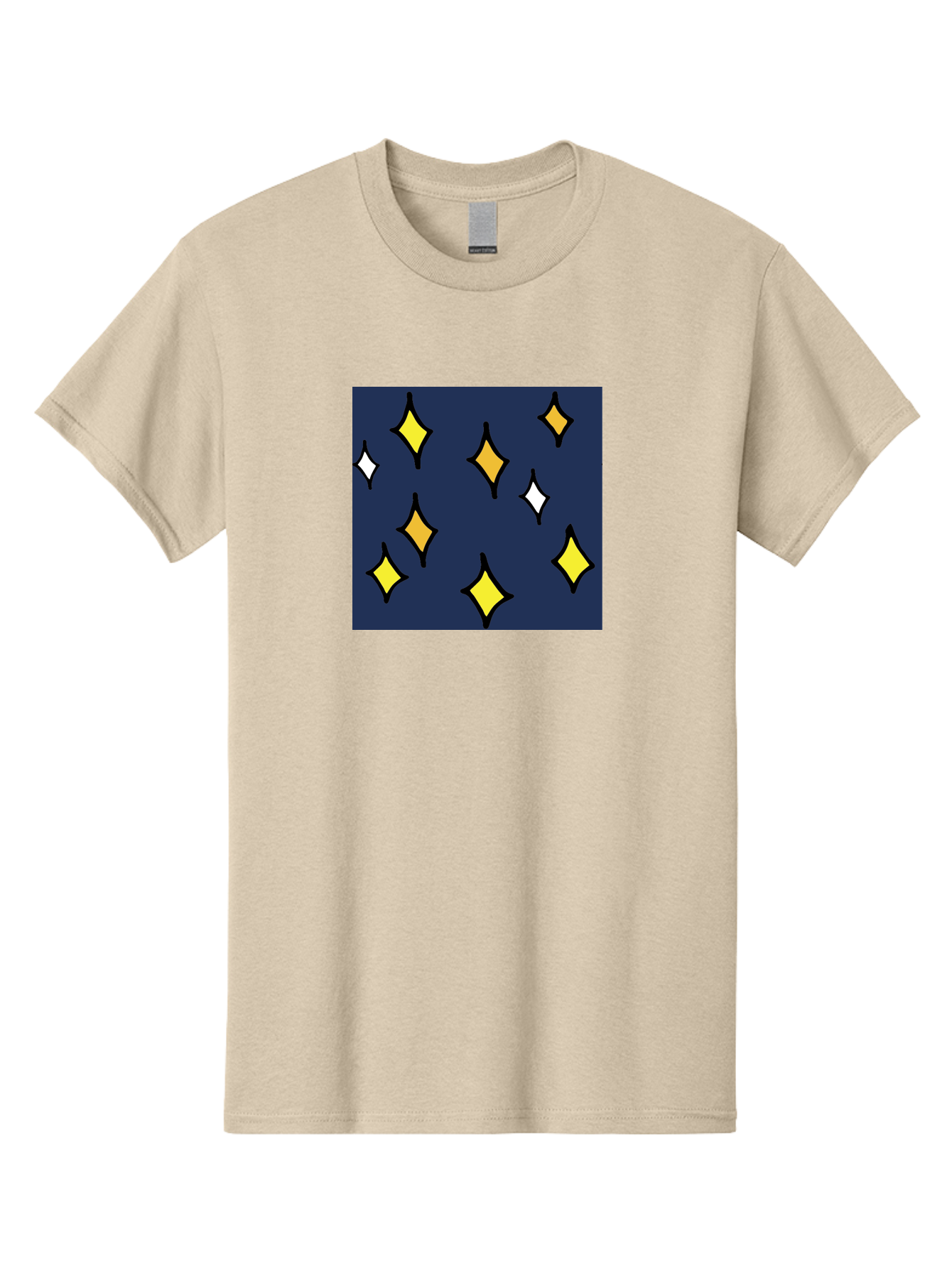Yellow-Diamonds Men'S Graphic Tee, 100% Cotton, Comfortable Casual Summer Wear, Machine Washable, Diamond Shapes, Yellow And White Diamonds, Dark Blue Background, Abstract Design, Modern Art, Minimalist Style, Geometric Pattern, Aab180