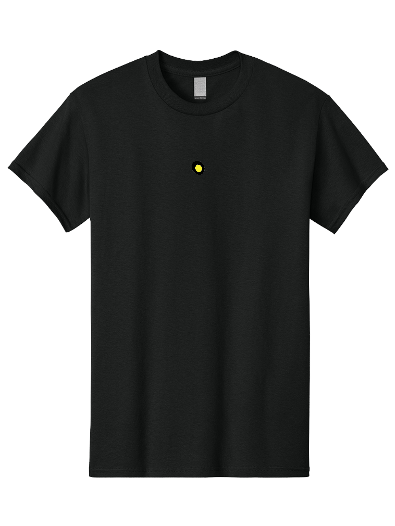 Yellow-Dot Men'S Graphic Tee, 100% Cotton, Comfortable Casual Summer Wear, Machine Washable, Simple Graphics, Black Circle, Yellow Dot, Modern Design, Minimalist Art, Abstract Shapes, Geometric Patterns, Yellow And Black Colors Aab181