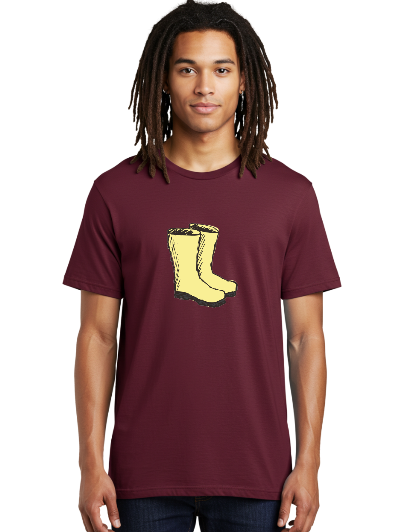 Yellow-Rain-Boots Men'S Graphic Tee, 100% Cotton, Comfortable Casual Summer Wear, Machine Washable, Yellow Rain Boots, Waterproof Footwear, Outdoor Gear, Rubber Boots, Hiking Boots, Fashion Boots, Rugged Style, Casual Wear, Outdoor Activities Aab183