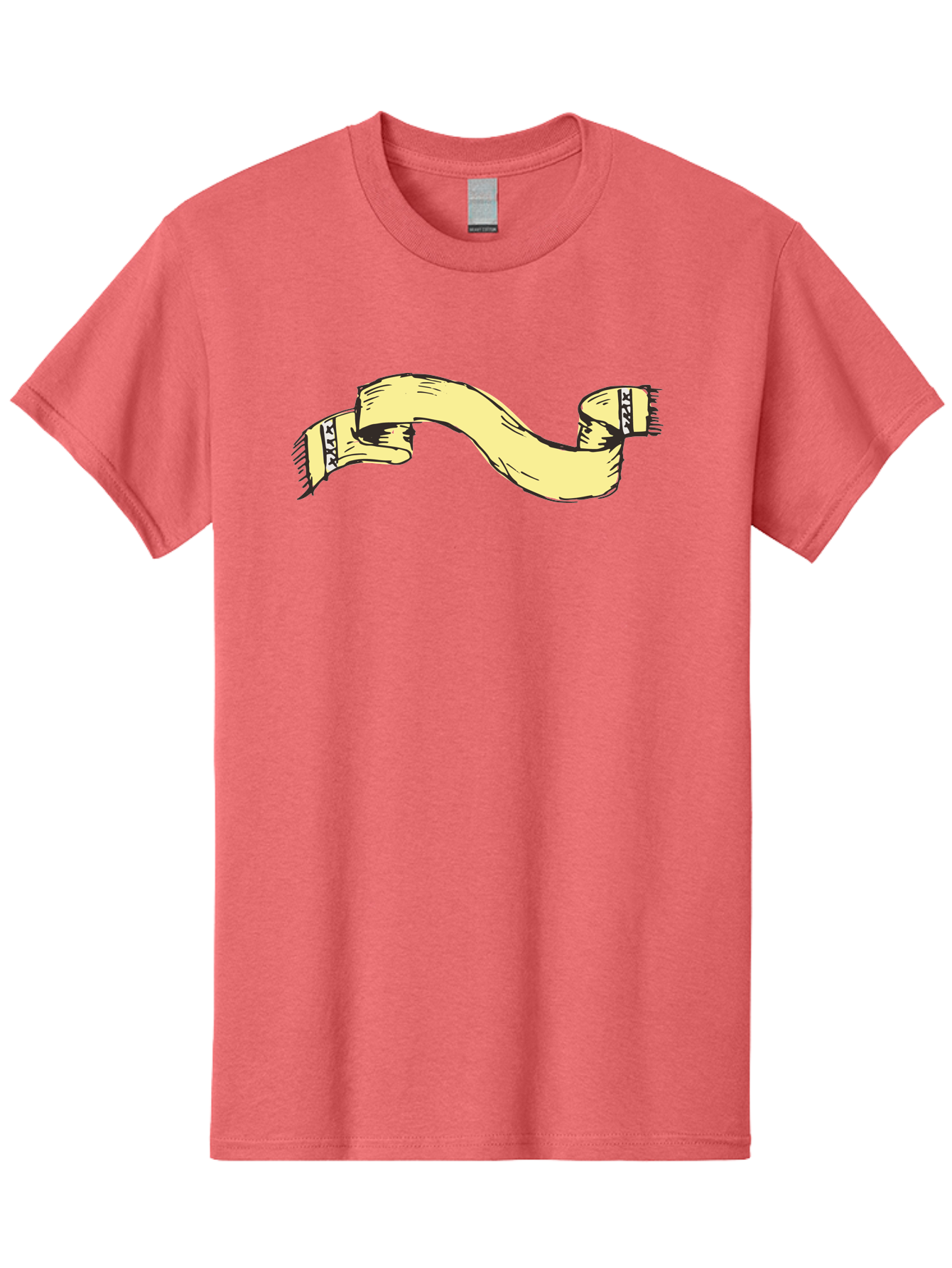 Yellow-Ribbon Men'S Graphic Tee, 100% Cotton, Comfortable Casual Summer Wear, Machine Washable, Parallax Banner, Ribbon Decoration, Vintage Design, Hand-Drawn Illustration, Scroll Element, Banner Template, Retro Style, Decorative Ribbon Aab184