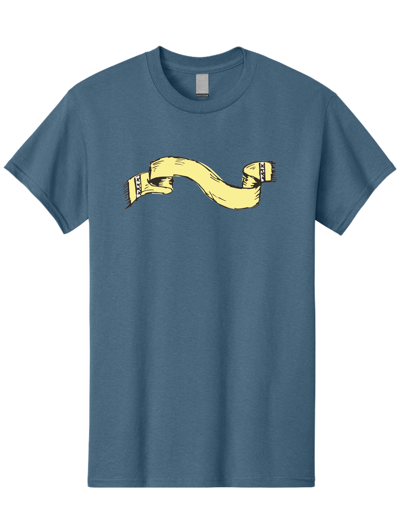 Yellow-Ribbon Men'S Graphic Tee, 100% Cotton, Comfortable Casual Summer Wear, Machine Washable, Parallax Banner, Ribbon Decoration, Vintage Design, Hand-Drawn Illustration, Scroll Element, Banner Template, Retro Style, Decorative Ribbon Aab184