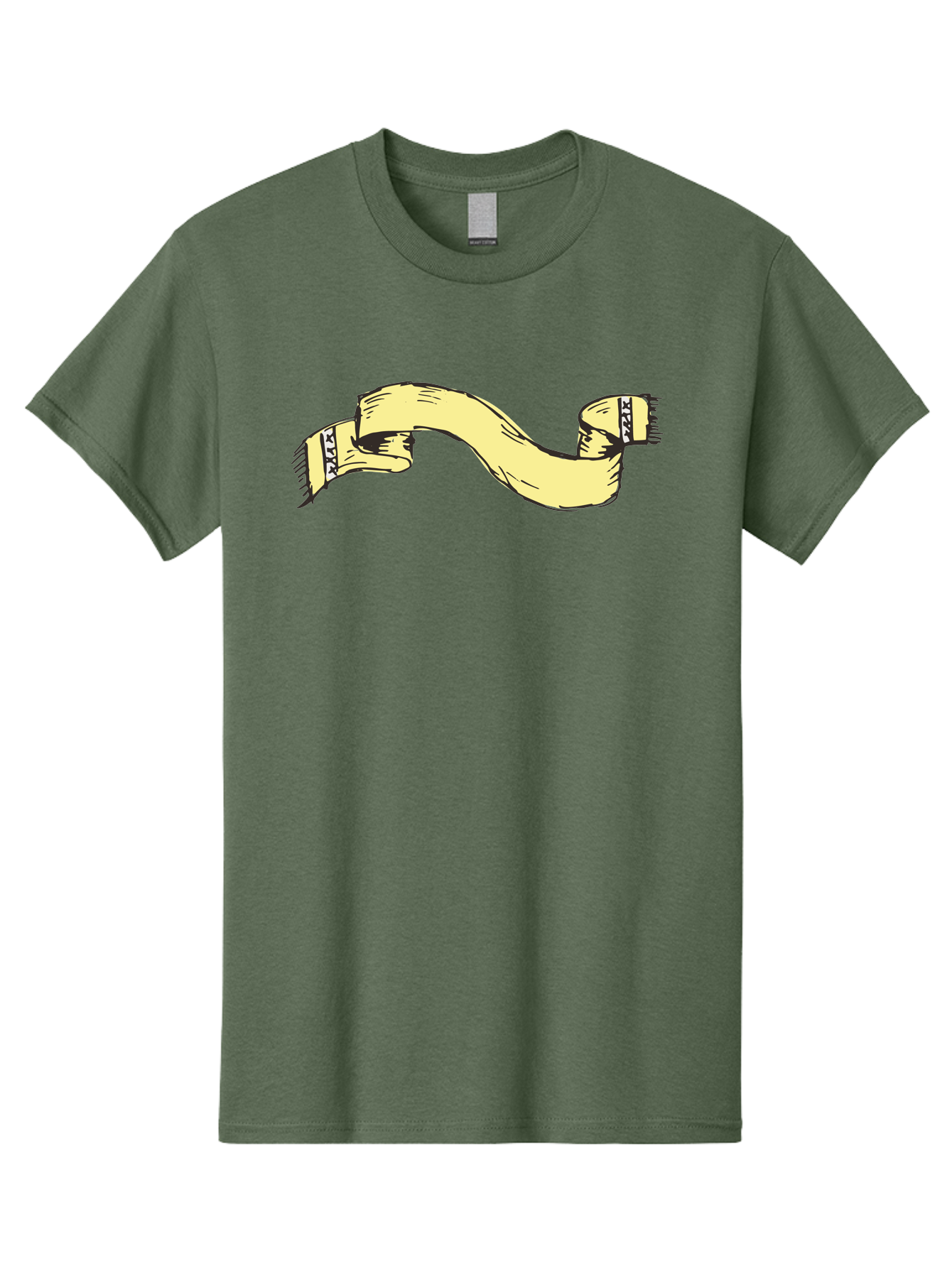 Yellow-Ribbon Men'S Graphic Tee, 100% Cotton, Comfortable Casual Summer Wear, Machine Washable, Parallax Banner, Ribbon Decoration, Vintage Design, Hand-Drawn Illustration, Scroll Element, Banner Template, Retro Style, Decorative Ribbon Aab184