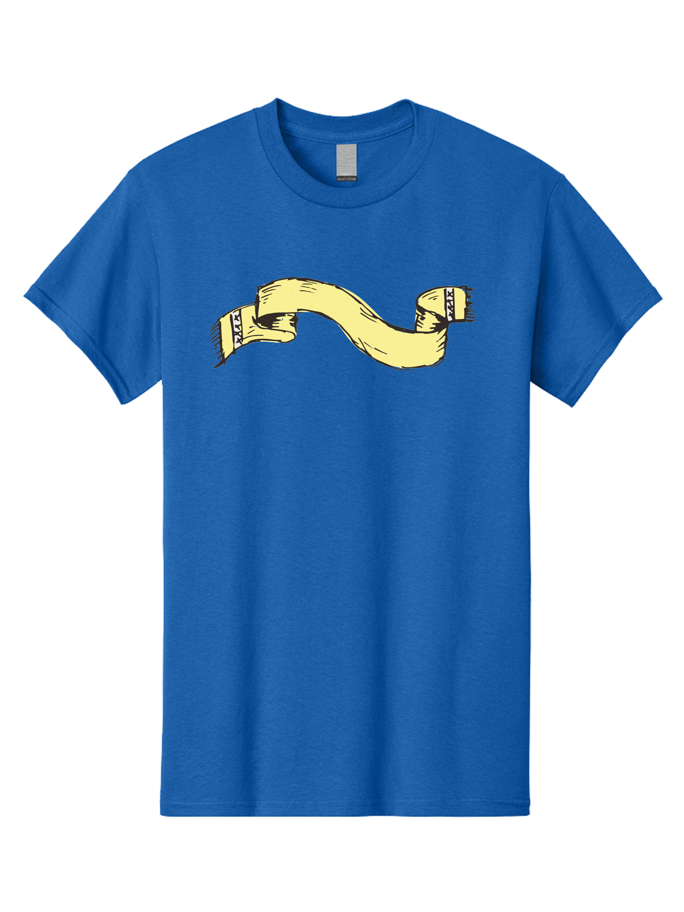 Yellow-Ribbon Men'S Graphic Tee, 100% Cotton, Comfortable Casual Summer Wear, Machine Washable, Parallax Banner, Ribbon Decoration, Vintage Design, Hand-Drawn Illustration, Scroll Element, Banner Template, Retro Style, Decorative Ribbon Aab184