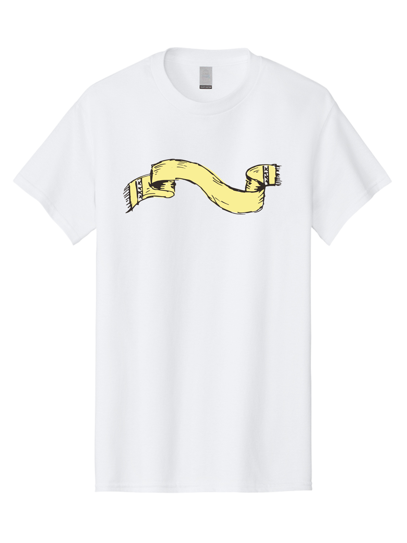 Yellow-Ribbon Men'S Graphic Tee, 100% Cotton, Comfortable Casual Summer Wear, Machine Washable, Parallax Banner, Ribbon Decoration, Vintage Design, Hand-Drawn Illustration, Scroll Element, Banner Template, Retro Style, Decorative Ribbon Aab184