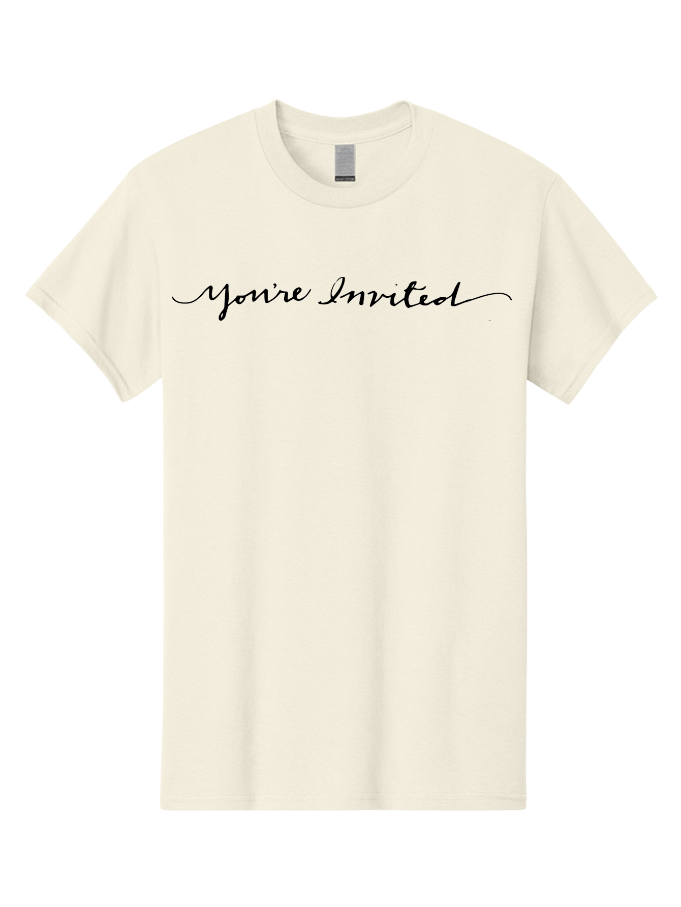 You-Re-Invited Men'S Graphic Tee, 100% Cotton, Comfortable Casual Summer Wear, Machine Washable, Party Invitation, Formal Event, Elegant Script, Black Text, Special Occasion, Invitation Card, Event Announcement, Formal Gathering, Aab189