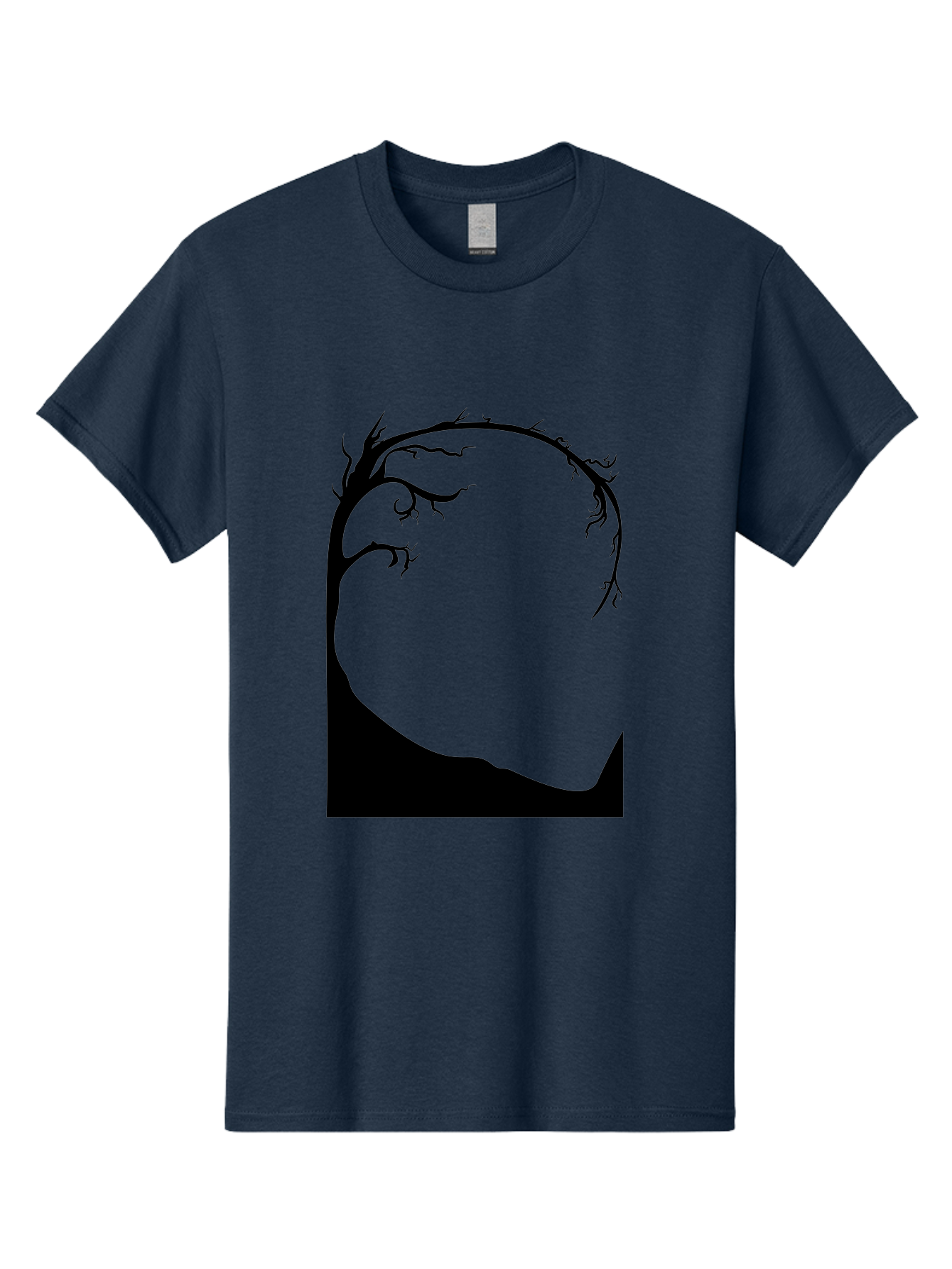A-Tree-Silhouette Men'S Graphic Tee, 100% Cotton, Comfortable Casual Summer Wear, Machine Washable, Twisted Tree Branches, Bare Tree Silhouette, Abstract Tree Design, Minimalist Art, Black Tree On Green, Surreal Landscape, Eerie Atmosphere Aab190