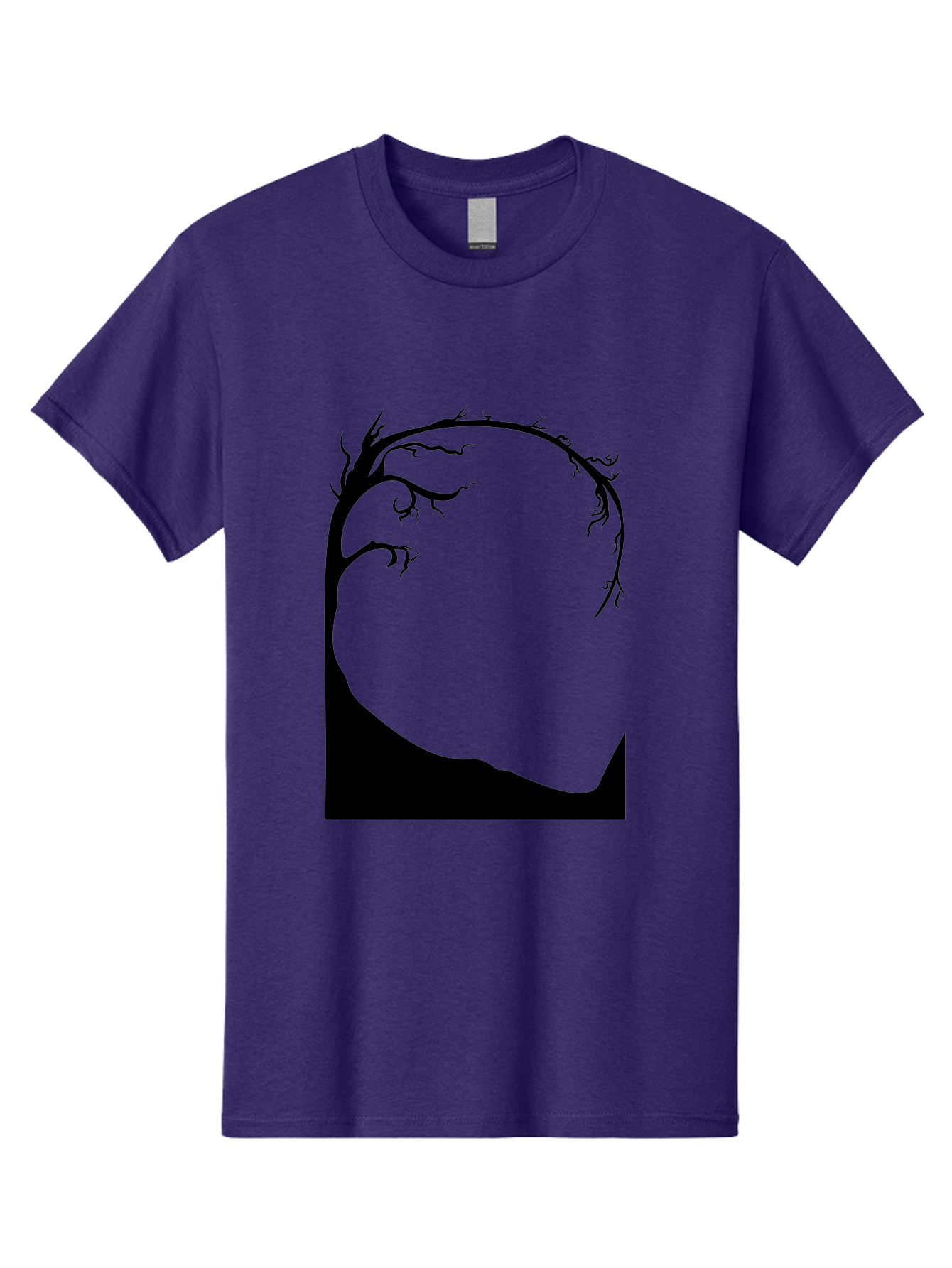 A-Tree-Silhouette Men'S Graphic Tee, 100% Cotton, Comfortable Casual Summer Wear, Machine Washable, Twisted Tree Branches, Bare Tree Silhouette, Abstract Tree Design, Minimalist Art, Black Tree On Green, Surreal Landscape, Eerie Atmosphere Aab190