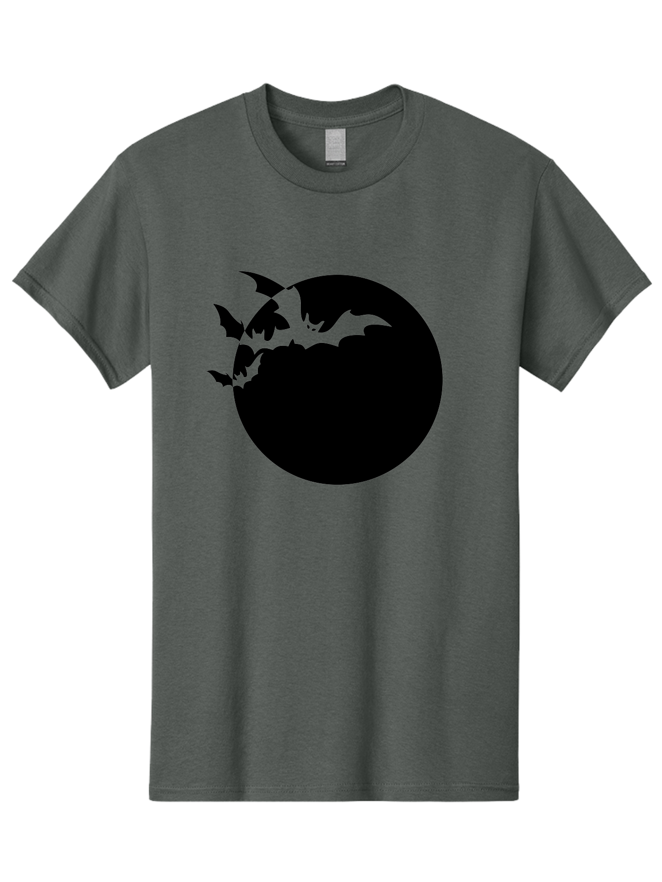 Bats-Flying-Around-Moon Men'S Graphic Tee, 100% Cotton, Comfortable Casual Summer Wear, Machine Washable, Black Bats, Flying Creatures, Dark Silhouettes, Spooky Atmosphere, Halloween Theme, Mystical Night, Winged Animals, Eerie Ambiance Aab195