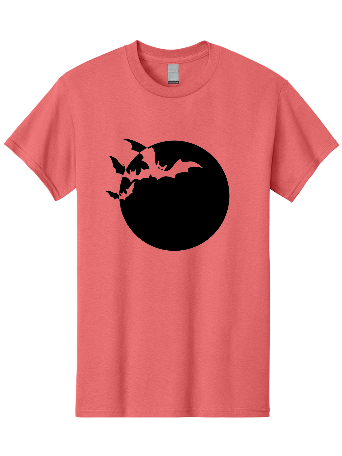 Bats-Flying-Around-Moon Men'S Graphic Tee, 100% Cotton, Comfortable Casual Summer Wear, Machine Washable, Black Bats, Flying Creatures, Dark Silhouettes, Spooky Atmosphere, Halloween Theme, Mystical Night, Winged Animals, Eerie Ambiance Aab195
