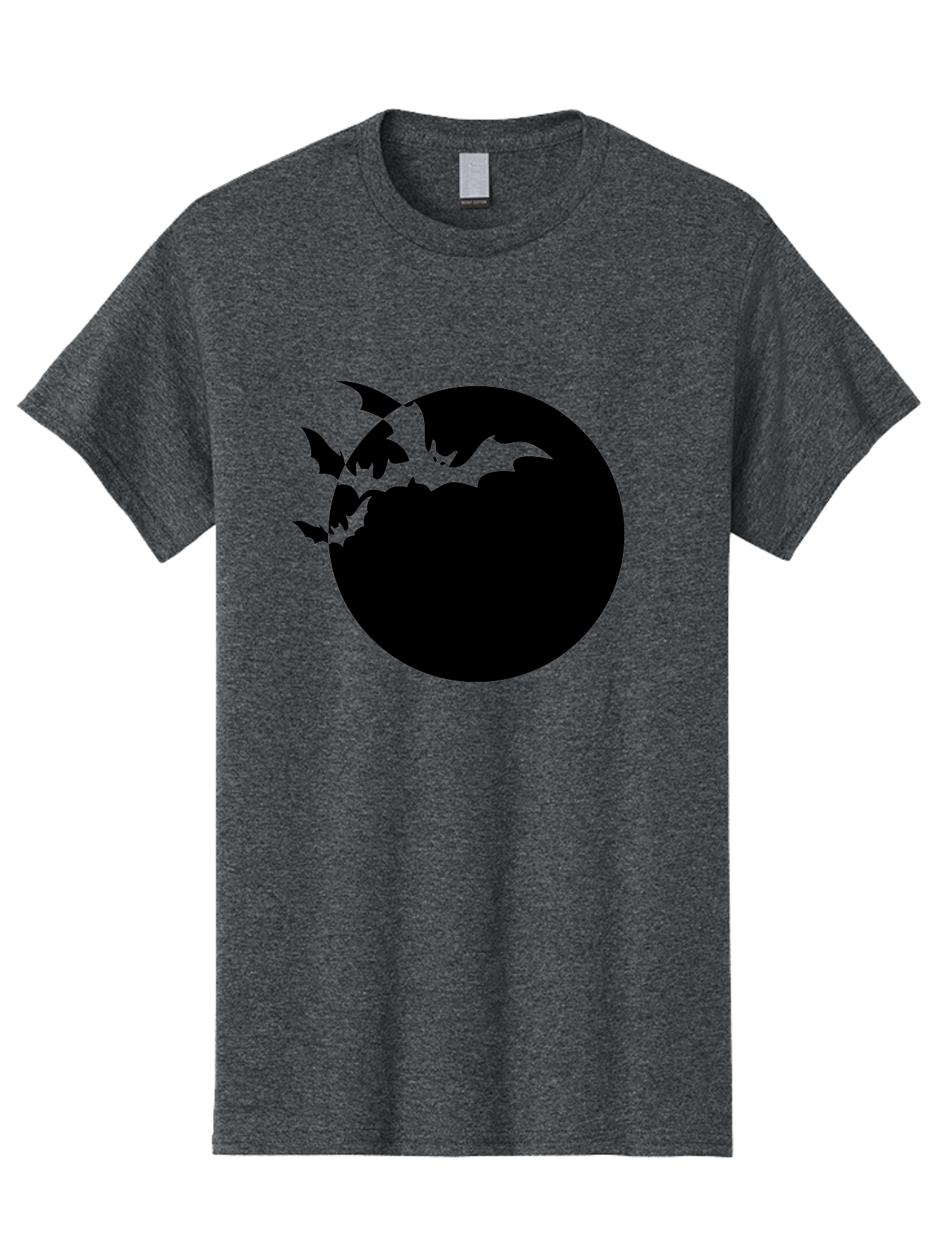 Bats-Flying-Around-Moon Men'S Graphic Tee, 100% Cotton, Comfortable Casual Summer Wear, Machine Washable, Black Bats, Flying Creatures, Dark Silhouettes, Spooky Atmosphere, Halloween Theme, Mystical Night, Winged Animals, Eerie Ambiance Aab195
