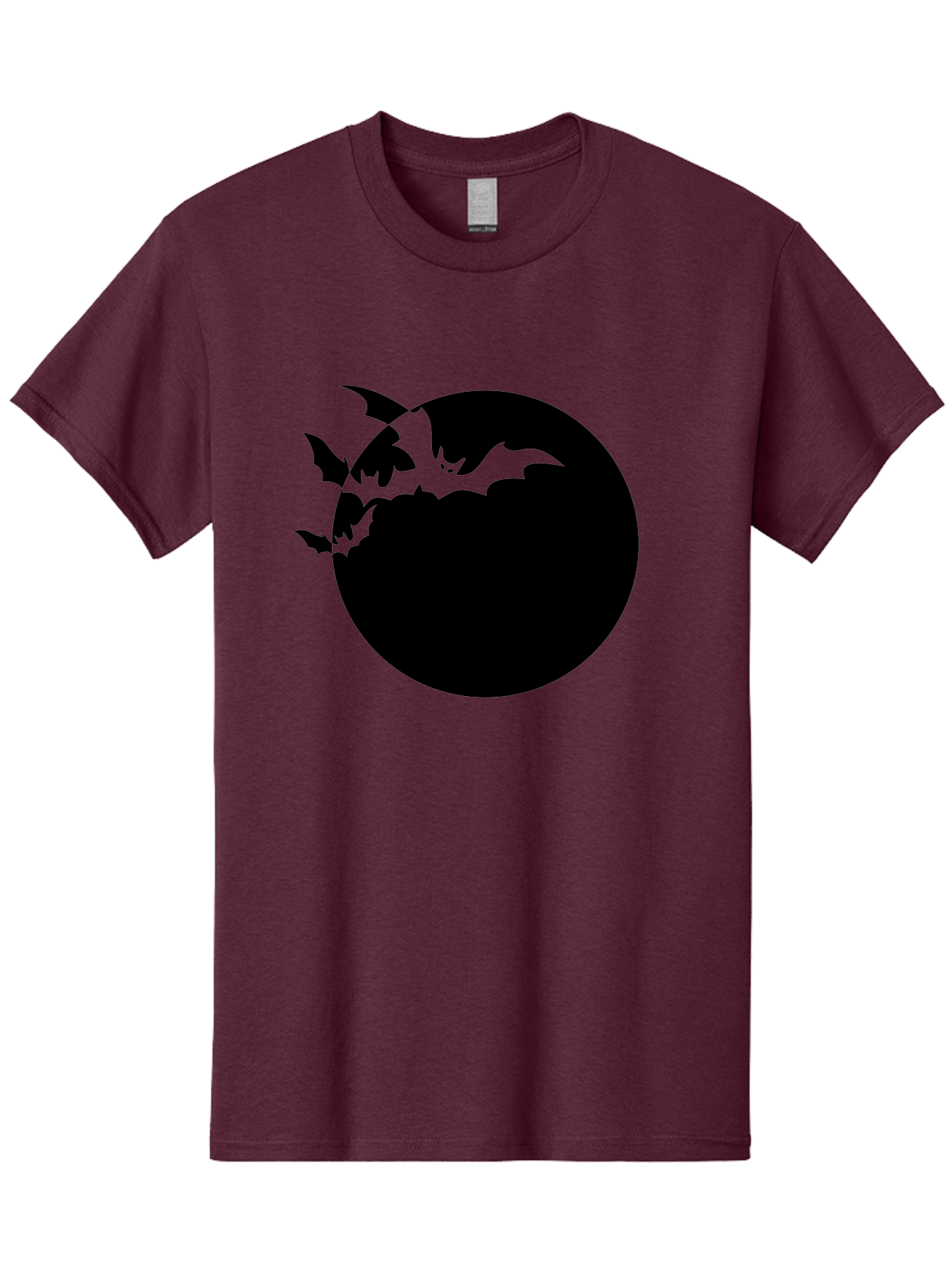 Bats-Flying-Around-Moon Men'S Graphic Tee, 100% Cotton, Comfortable Casual Summer Wear, Machine Washable, Black Bats, Flying Creatures, Dark Silhouettes, Spooky Atmosphere, Halloween Theme, Mystical Night, Winged Animals, Eerie Ambiance Aab195