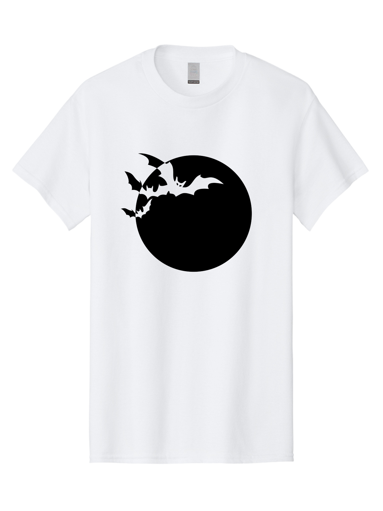 Bats-Flying-Around-Moon Men'S Graphic Tee, 100% Cotton, Comfortable Casual Summer Wear, Machine Washable, Black Bats, Flying Creatures, Dark Silhouettes, Spooky Atmosphere, Halloween Theme, Mystical Night, Winged Animals, Eerie Ambiance Aab195