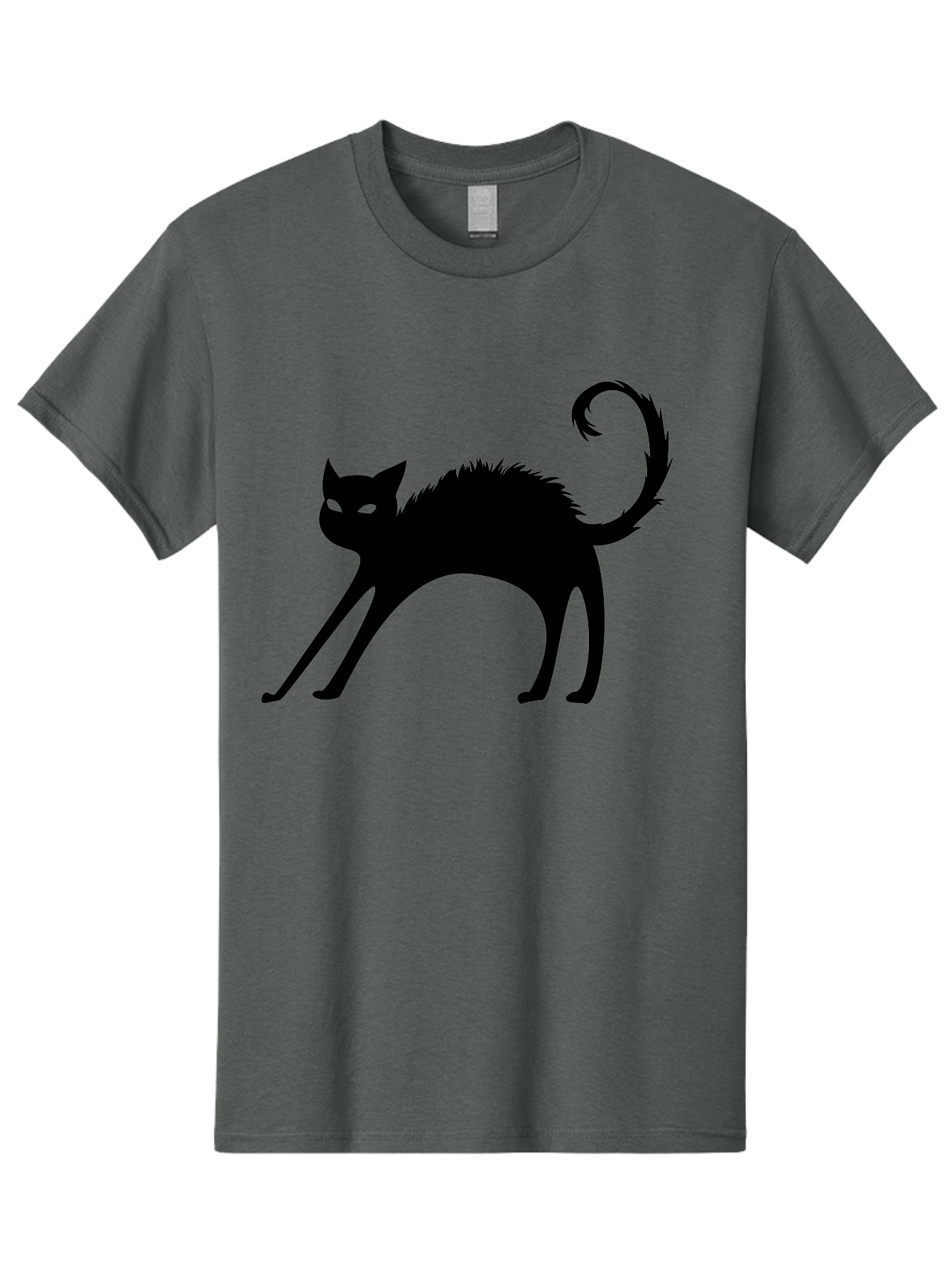 Black-Cat-Silhouette-1 Men'S Graphic Tee, 100% Cotton, Comfortable Casual Summer Wear, Machine Washable, Black Cat Silhouette, Spooky Cat, Halloween Symbol, Mysterious Animal, Glowing Eyes, Feline Silhouette, Mystical Creature, Aab202