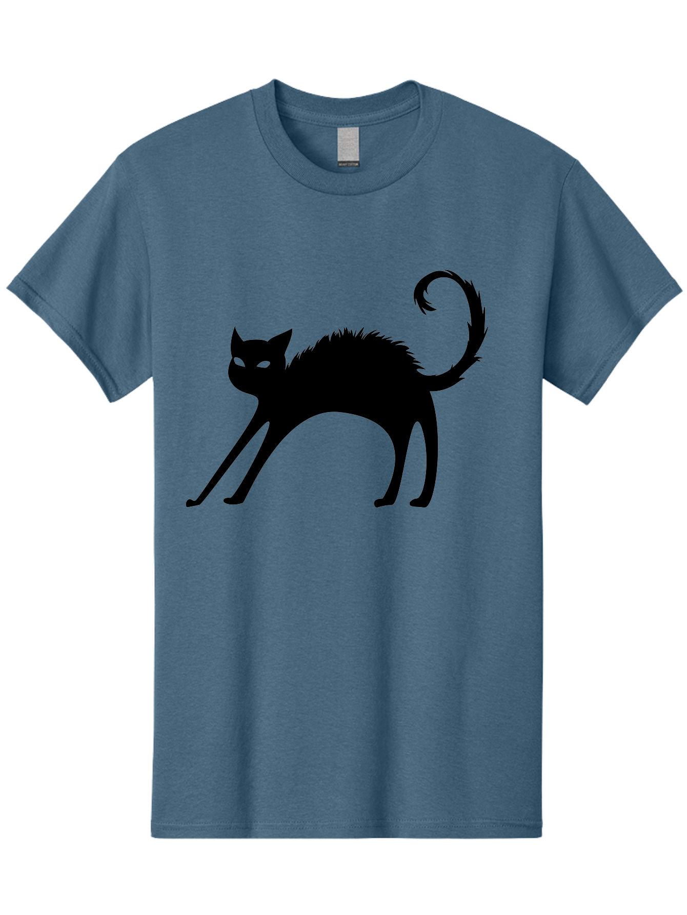 Black-Cat-Silhouette-1 Men'S Graphic Tee, 100% Cotton, Comfortable Casual Summer Wear, Machine Washable, Black Cat Silhouette, Spooky Cat, Halloween Symbol, Mysterious Animal, Glowing Eyes, Feline Silhouette, Mystical Creature, Aab202
