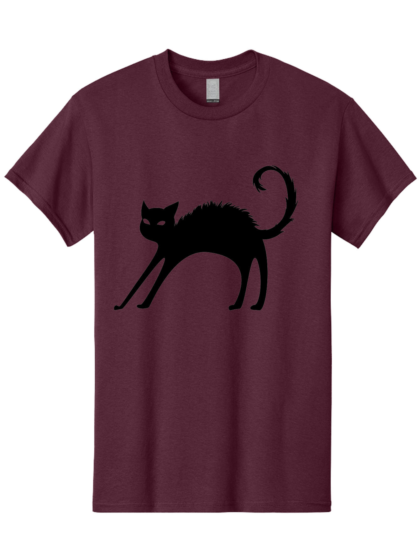 Black-Cat-Silhouette-1 Men'S Graphic Tee, 100% Cotton, Comfortable Casual Summer Wear, Machine Washable, Black Cat Silhouette, Spooky Cat, Halloween Symbol, Mysterious Animal, Glowing Eyes, Feline Silhouette, Mystical Creature, Aab202
