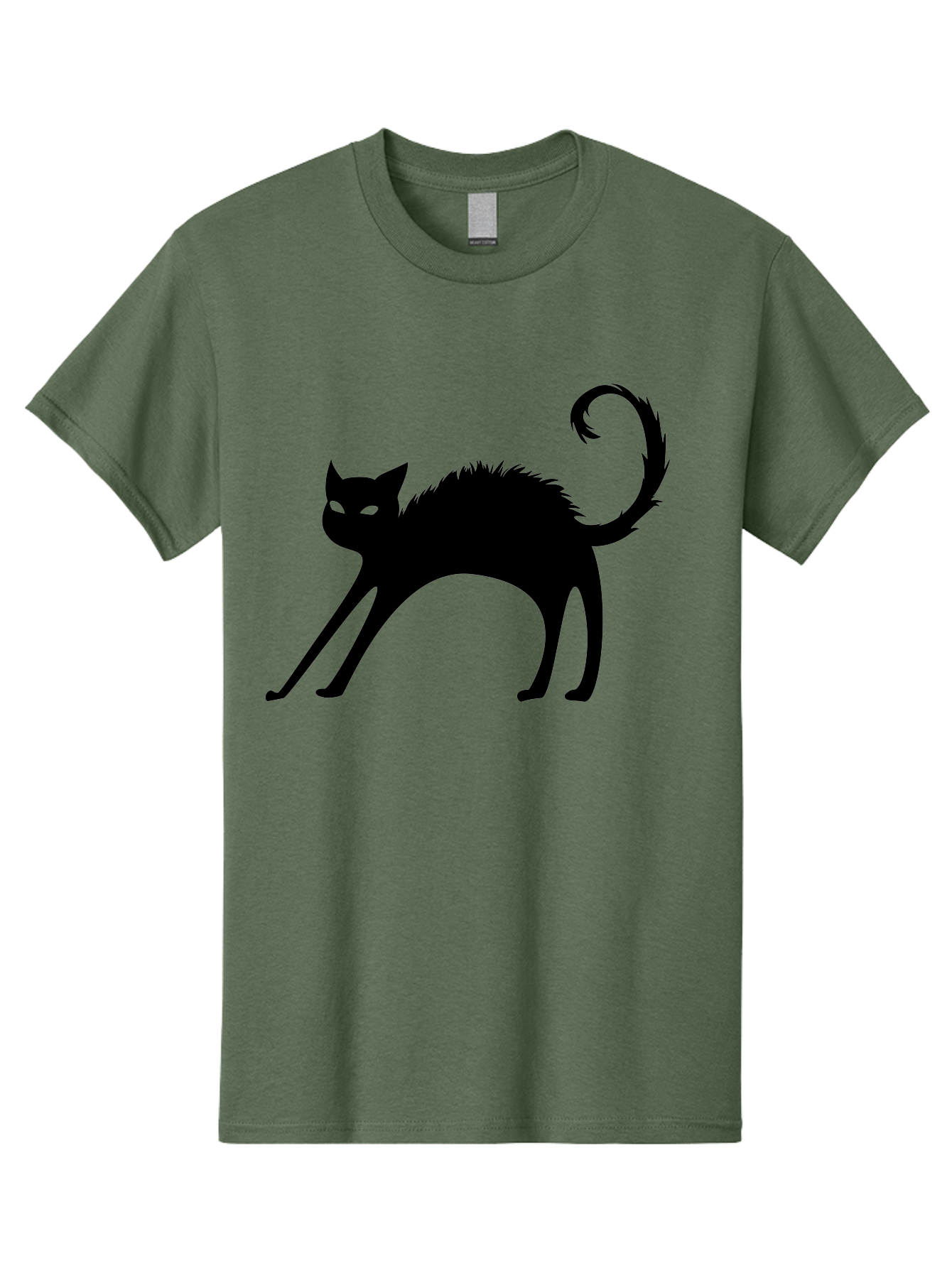 Black-Cat-Silhouette-1 Men'S Graphic Tee, 100% Cotton, Comfortable Casual Summer Wear, Machine Washable, Black Cat Silhouette, Spooky Cat, Halloween Symbol, Mysterious Animal, Glowing Eyes, Feline Silhouette, Mystical Creature, Aab202