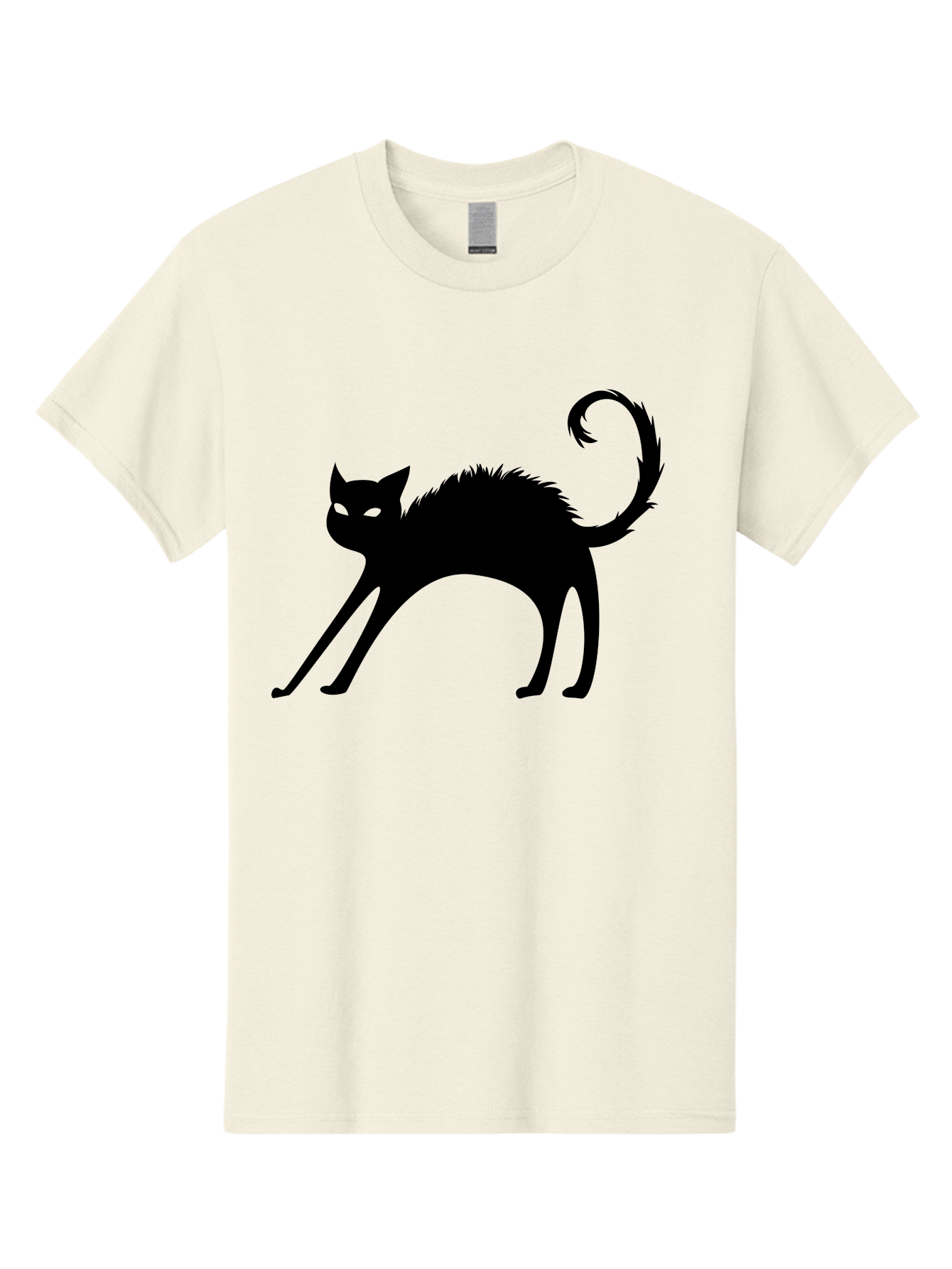 Black-Cat-Silhouette-1 Men'S Graphic Tee, 100% Cotton, Comfortable Casual Summer Wear, Machine Washable, Black Cat Silhouette, Spooky Cat, Halloween Symbol, Mysterious Animal, Glowing Eyes, Feline Silhouette, Mystical Creature, Aab202