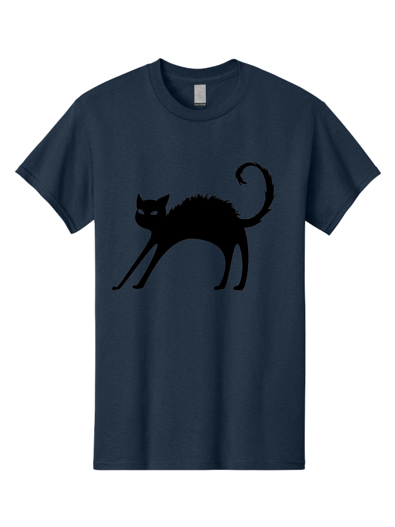 Black-Cat-Silhouette-1 Men'S Graphic Tee, 100% Cotton, Comfortable Casual Summer Wear, Machine Washable, Black Cat Silhouette, Spooky Cat, Halloween Symbol, Mysterious Animal, Glowing Eyes, Feline Silhouette, Mystical Creature, Aab202