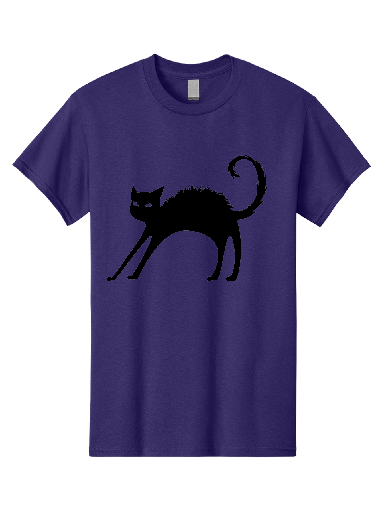 Black-Cat-Silhouette-1 Men'S Graphic Tee, 100% Cotton, Comfortable Casual Summer Wear, Machine Washable, Black Cat Silhouette, Spooky Cat, Halloween Symbol, Mysterious Animal, Glowing Eyes, Feline Silhouette, Mystical Creature, Aab202