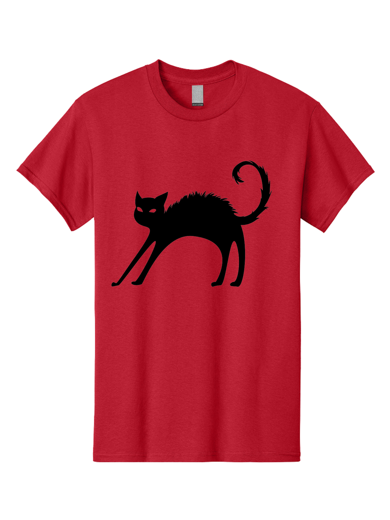 Black-Cat-Silhouette-1 Men'S Graphic Tee, 100% Cotton, Comfortable Casual Summer Wear, Machine Washable, Black Cat Silhouette, Spooky Cat, Halloween Symbol, Mysterious Animal, Glowing Eyes, Feline Silhouette, Mystical Creature, Aab202