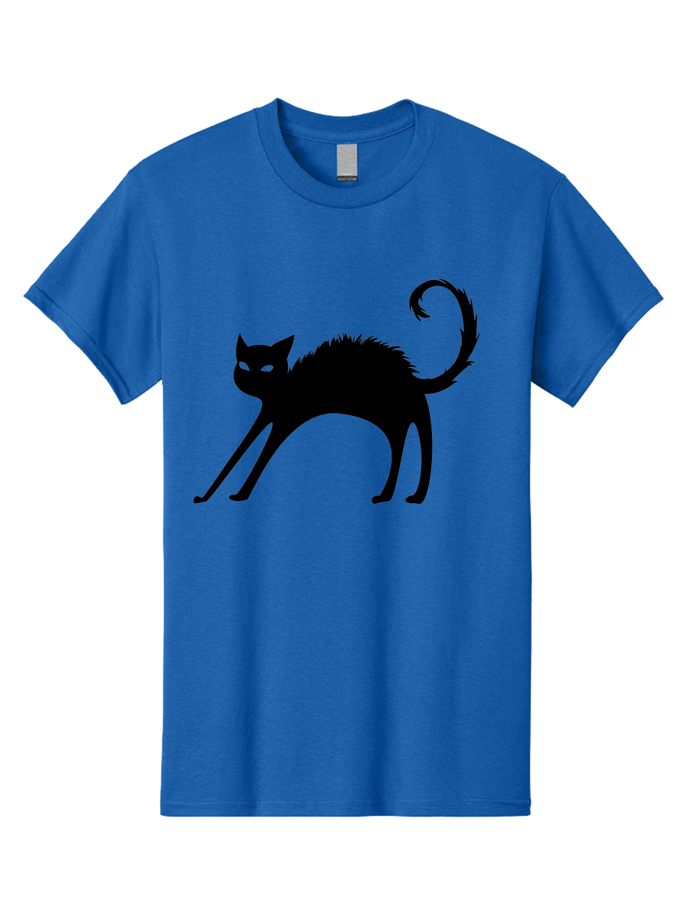 Black-Cat-Silhouette-1 Men'S Graphic Tee, 100% Cotton, Comfortable Casual Summer Wear, Machine Washable, Black Cat Silhouette, Spooky Cat, Halloween Symbol, Mysterious Animal, Glowing Eyes, Feline Silhouette, Mystical Creature, Aab202