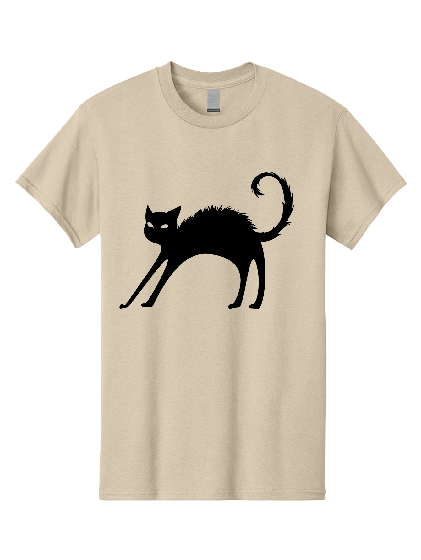 Black-Cat-Silhouette-1 Men'S Graphic Tee, 100% Cotton, Comfortable Casual Summer Wear, Machine Washable, Black Cat Silhouette, Spooky Cat, Halloween Symbol, Mysterious Animal, Glowing Eyes, Feline Silhouette, Mystical Creature, Aab202