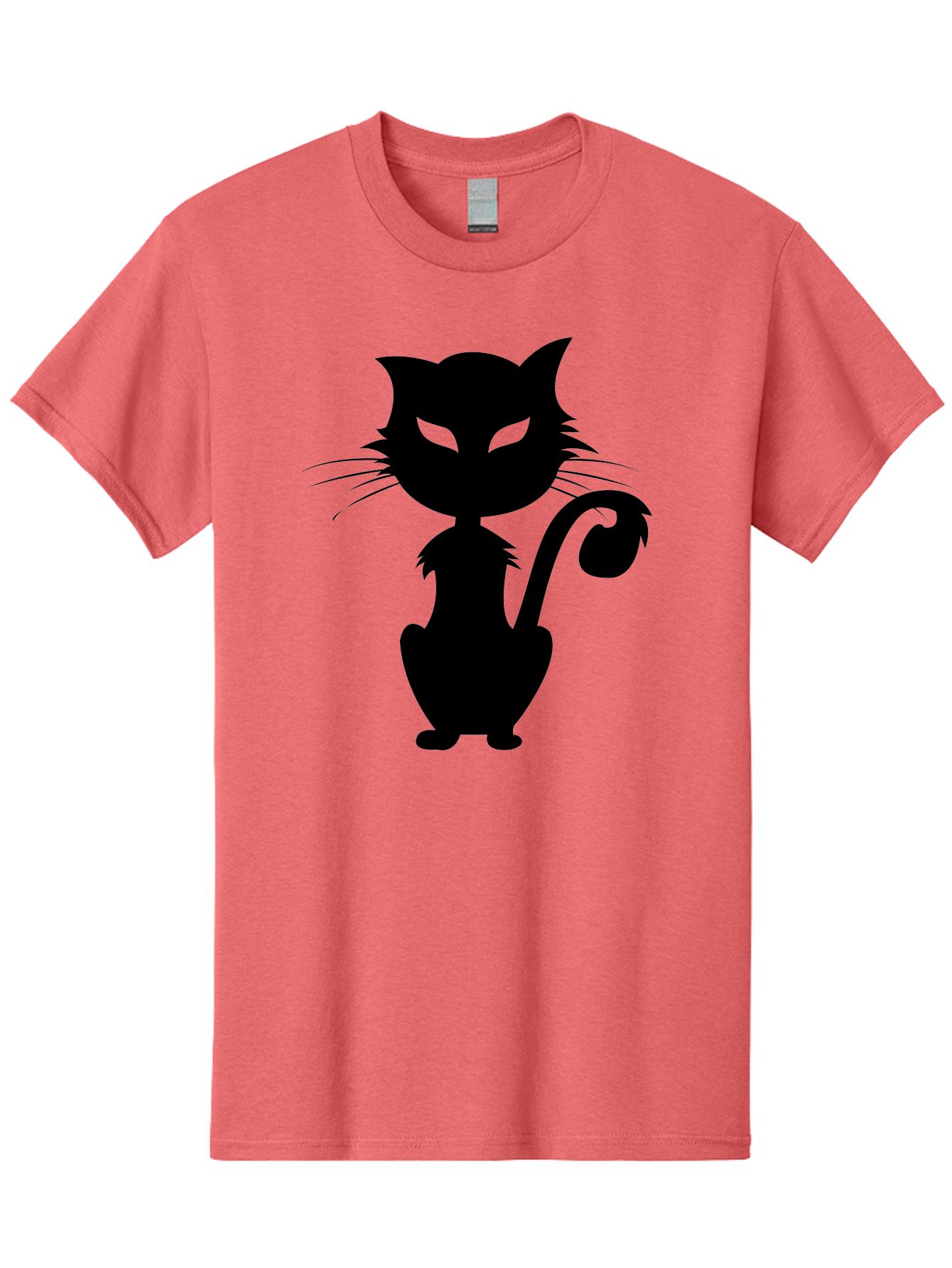 Black-Cat-Silhouette-2 Men'S Graphic Tee, 100% Cotton, Comfortable Casual Summer Wear, Machine Washable, Black Cat, Cat Silhouette, Feline Figure, Glowing Green Eyes, Mystical Cat, Cat Graphic, Spooky Cat, Mysterious Animal, Halloween Icon Aab203