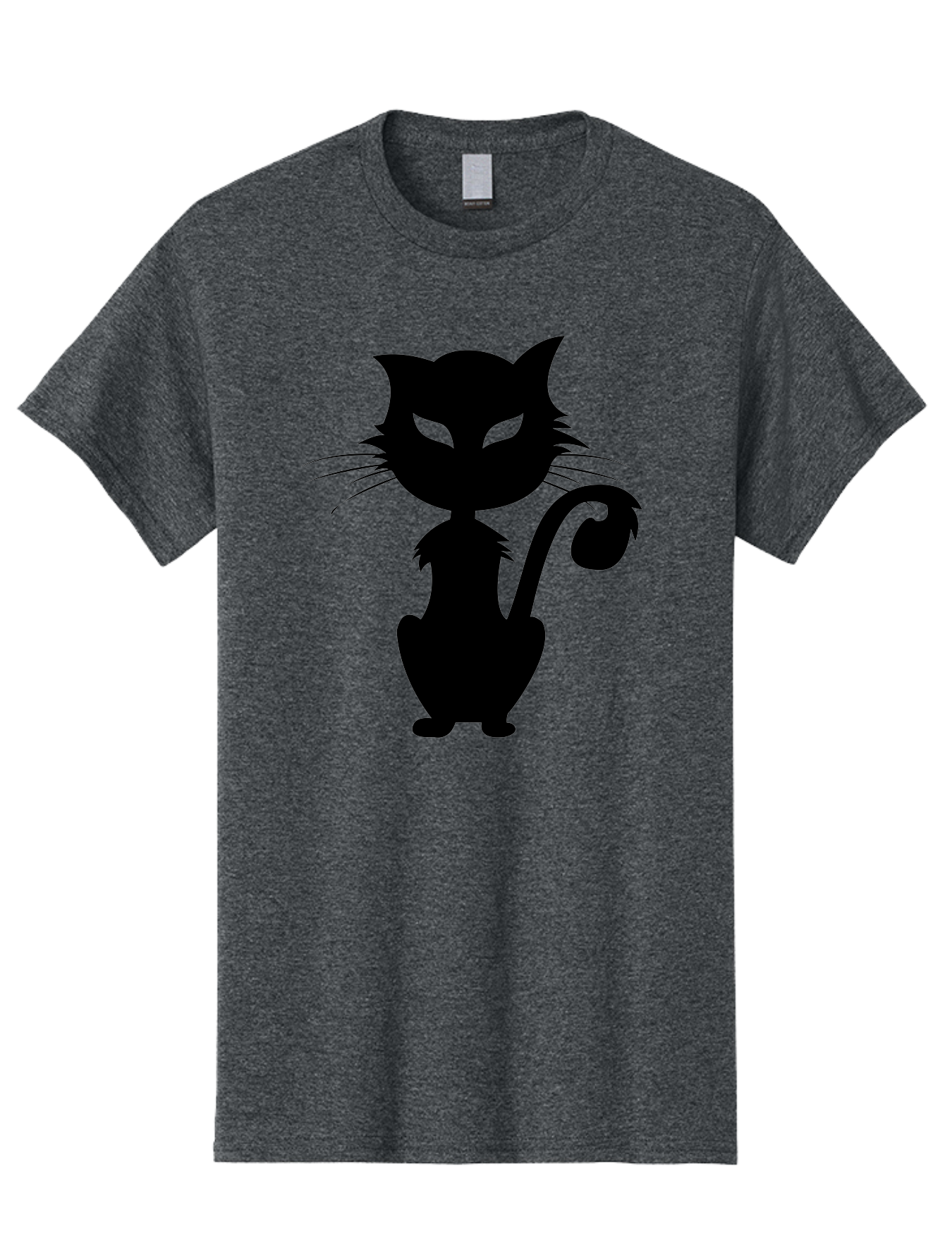 Black-Cat-Silhouette-2 Men'S Graphic Tee, 100% Cotton, Comfortable Casual Summer Wear, Machine Washable, Black Cat, Cat Silhouette, Feline Figure, Glowing Green Eyes, Mystical Cat, Cat Graphic, Spooky Cat, Mysterious Animal, Halloween Icon Aab203